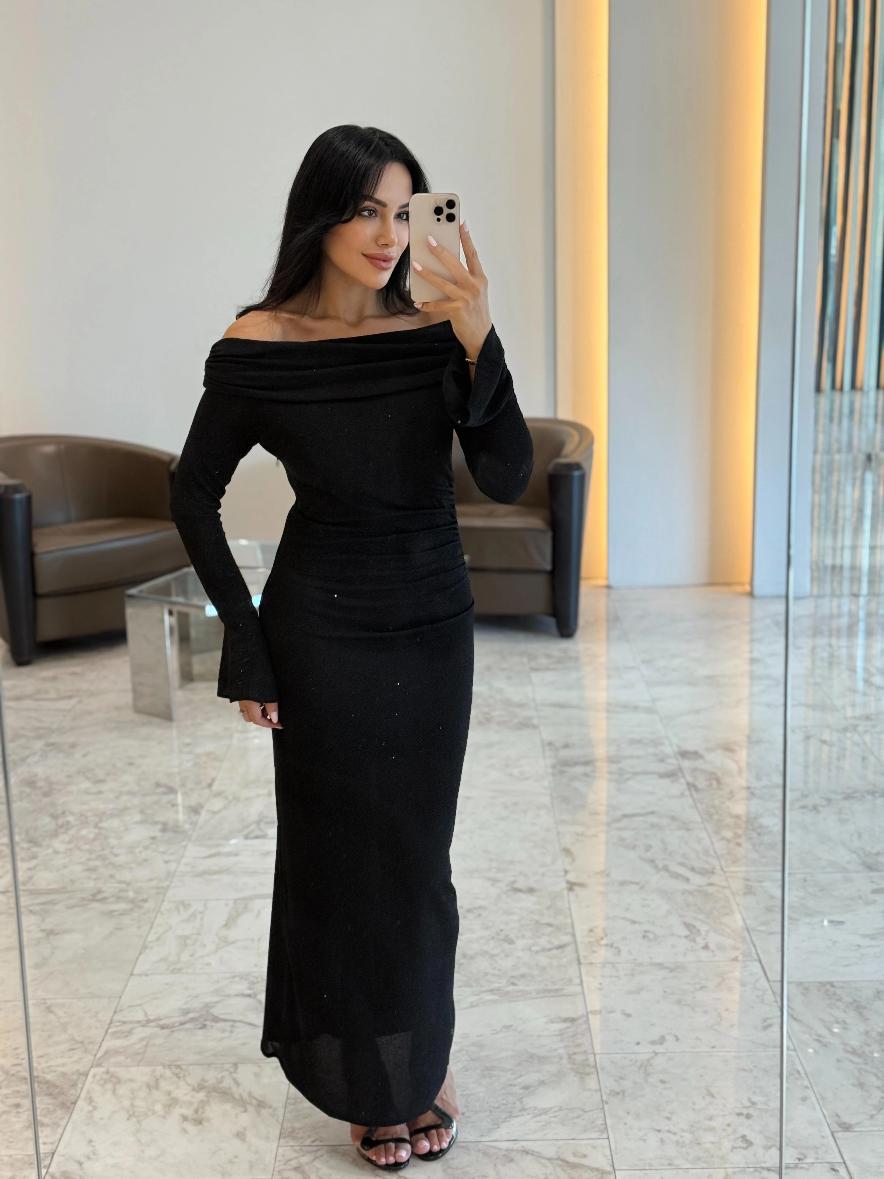 Simli Omuz Detay ELbise