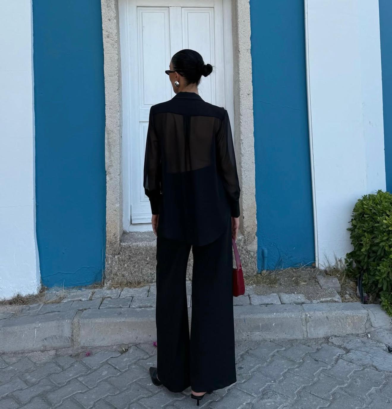 Şifon Gömlek Blazer Takım