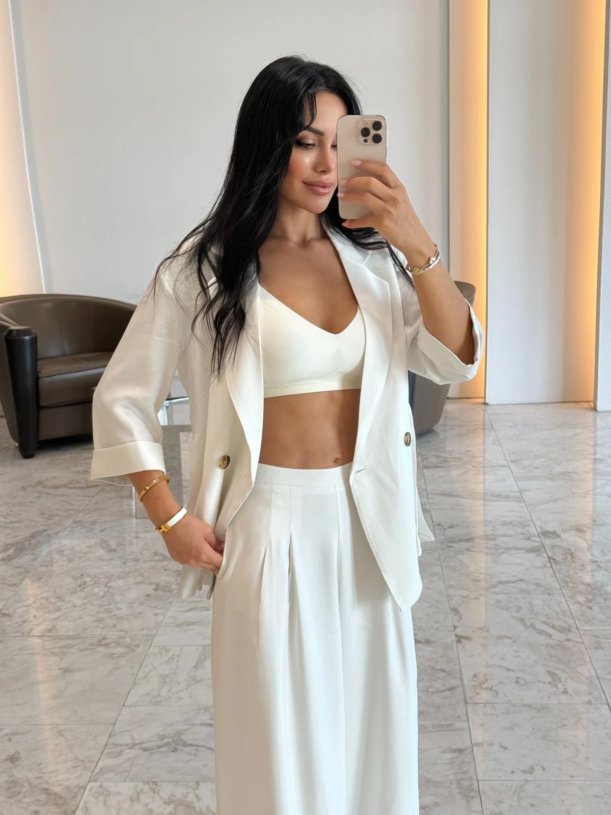 Keten Ceket Pantolon Takım