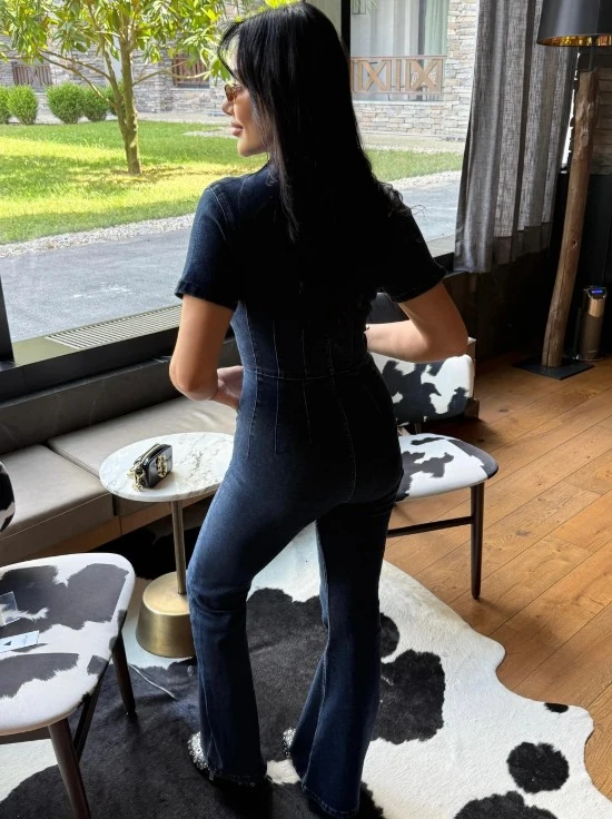 Fermuarlı Polo Yaka Lacivert Tulum