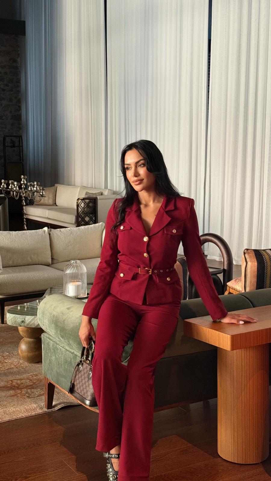 Kemer Detay Blazer Takım