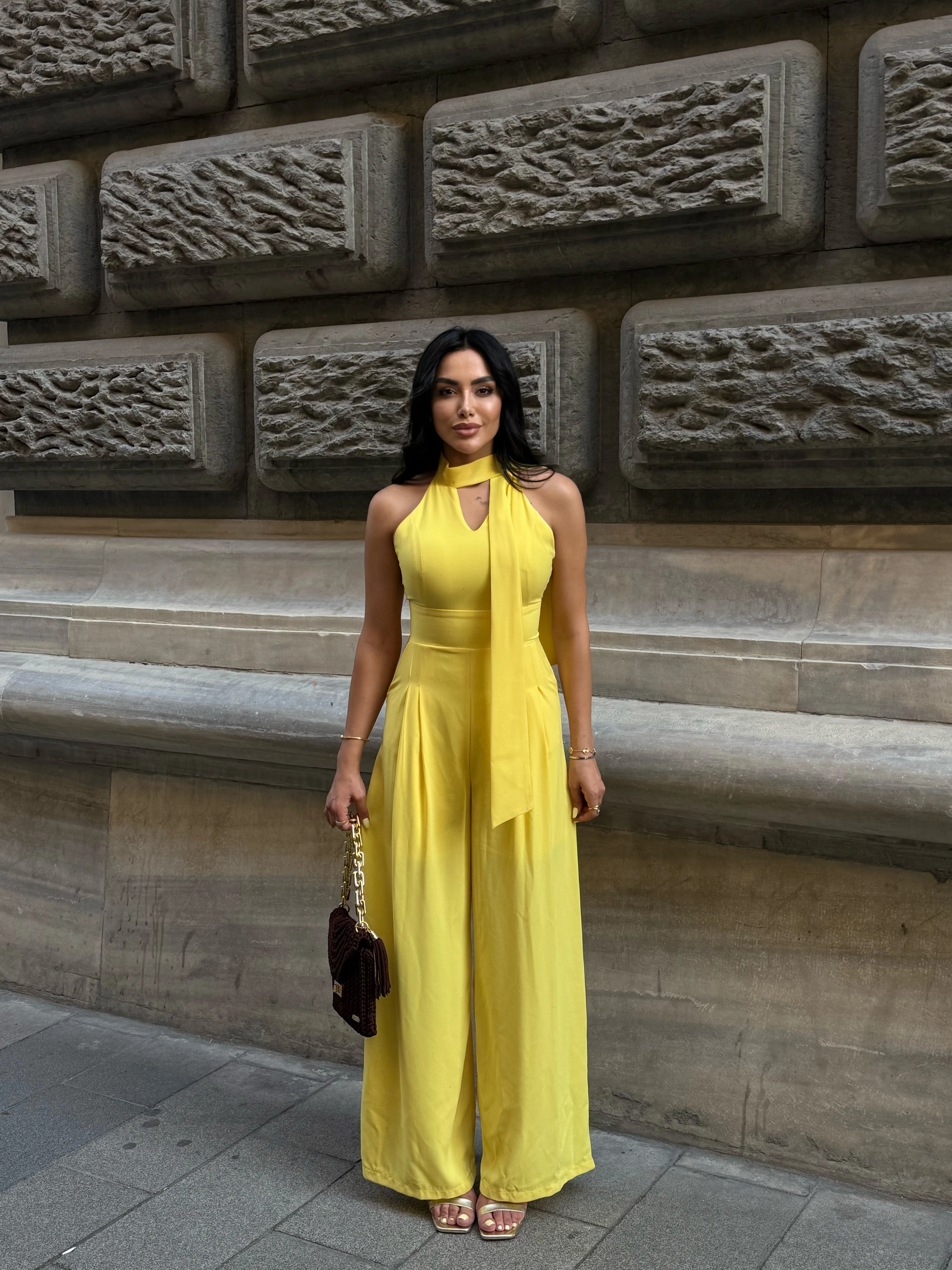 Bağlama Detay Sarı Tulum