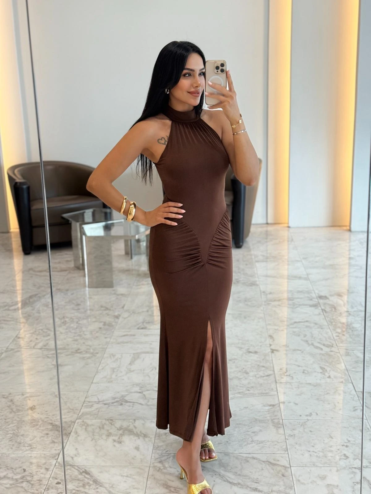 Büzgülü Dökümlü Elbise