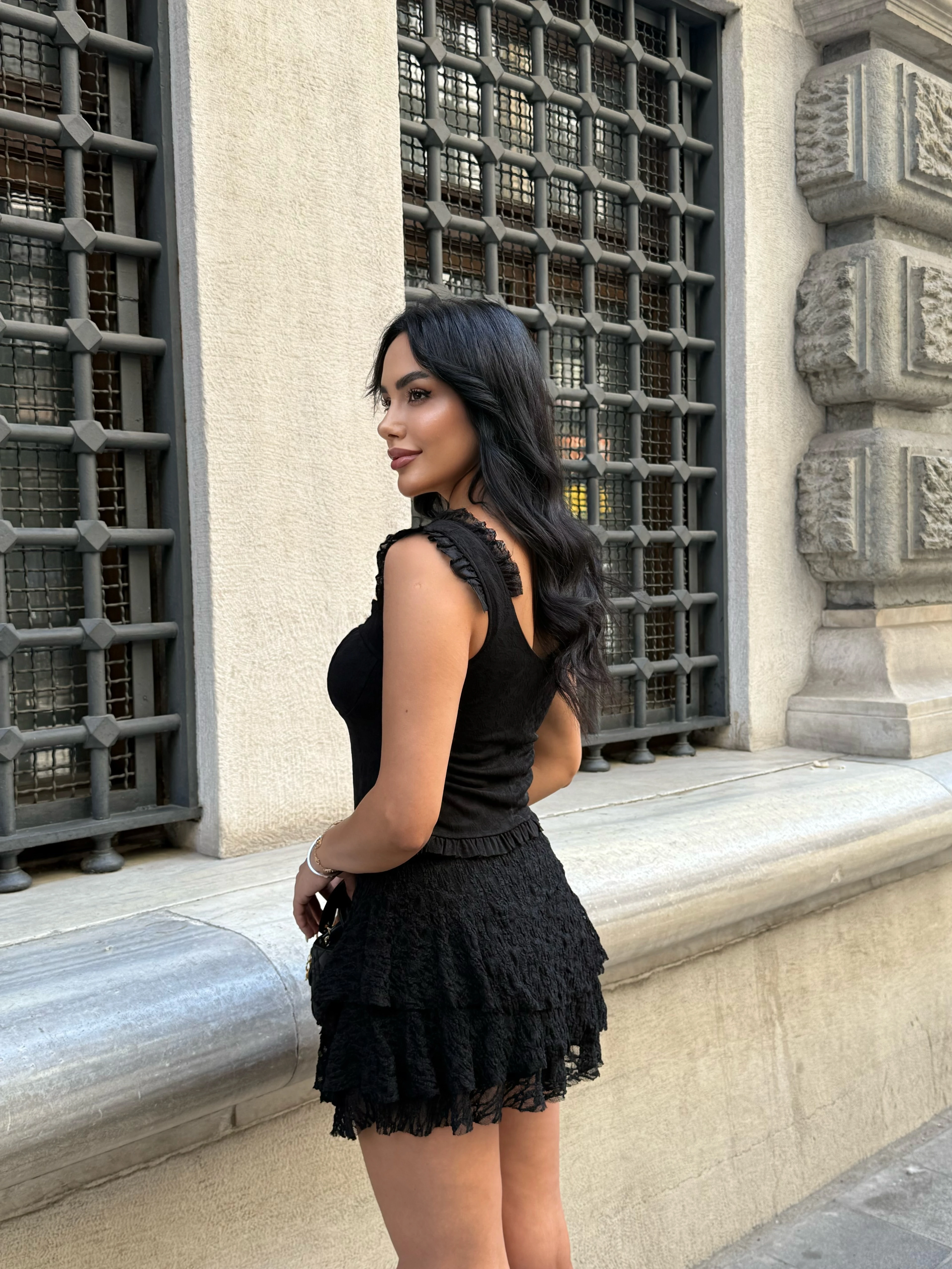 Dantel Fırfırlı Etek