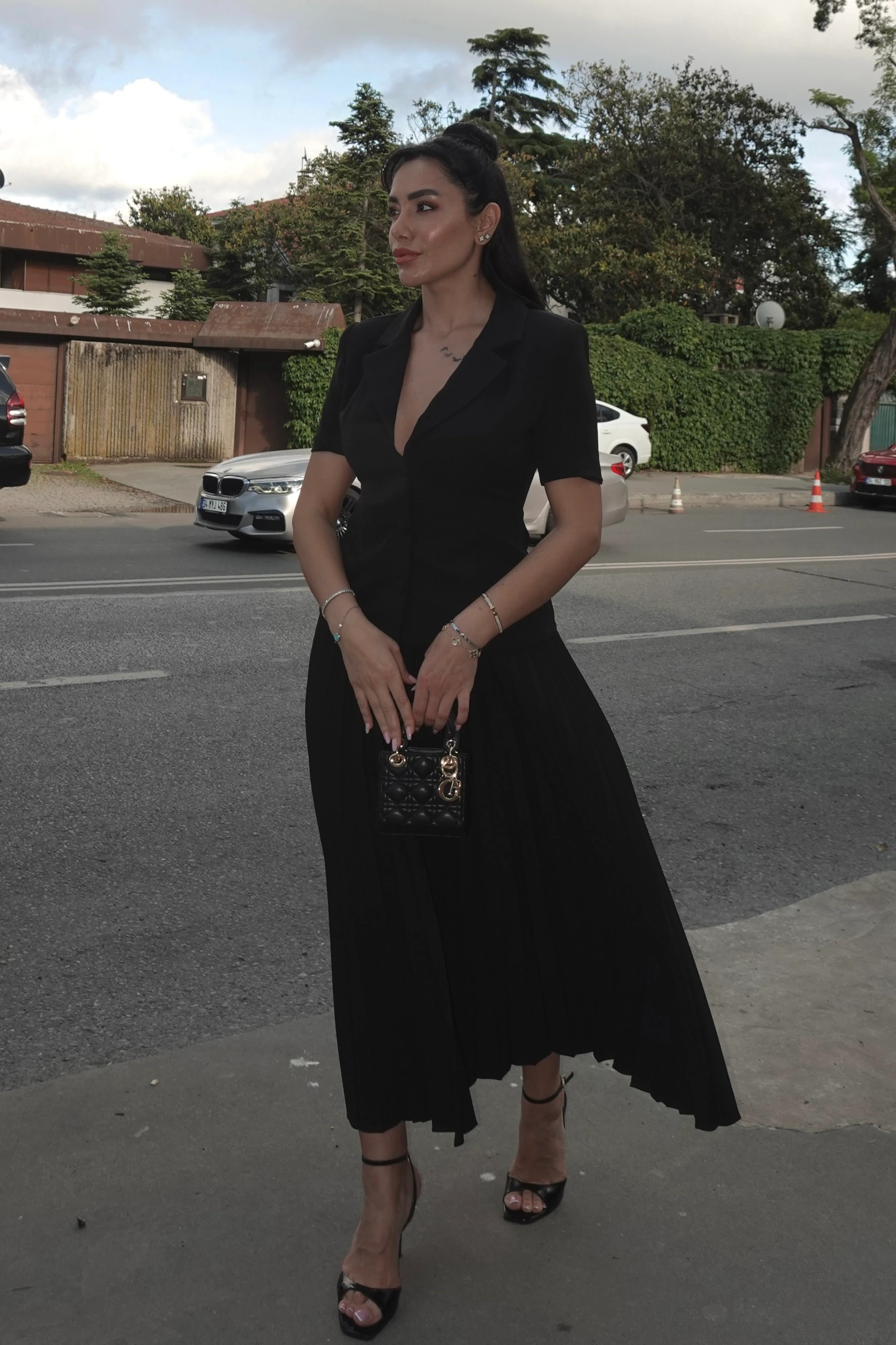 Blazer Ceket Pileli Etek