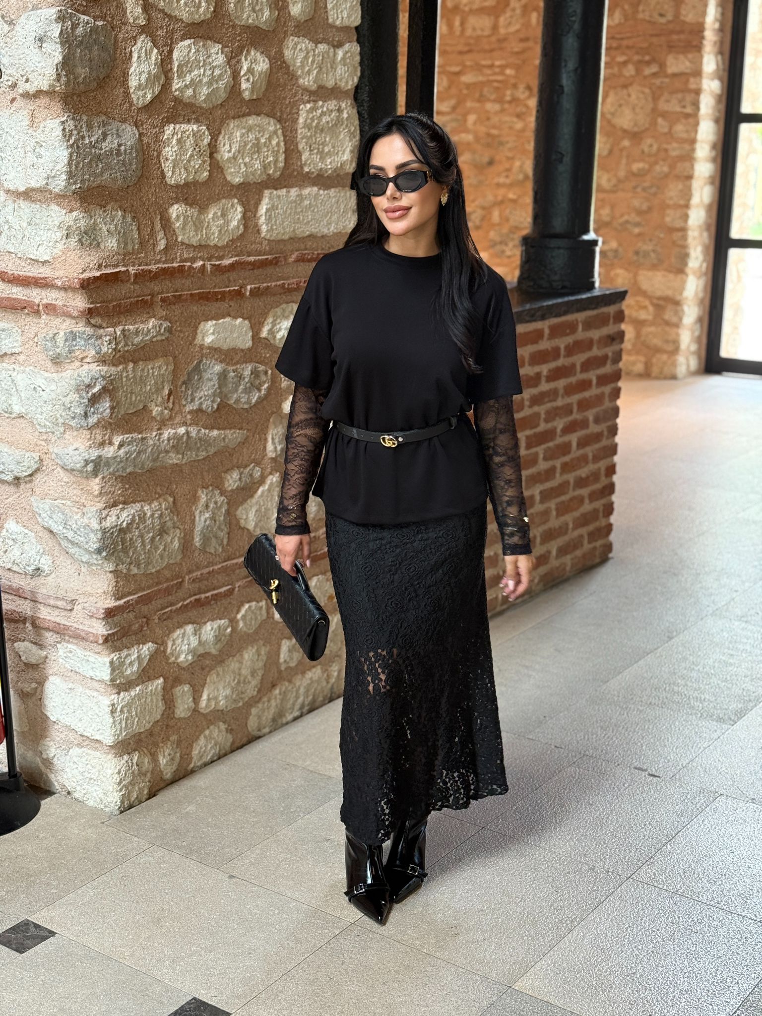 Dantel Kol Detay Bluz