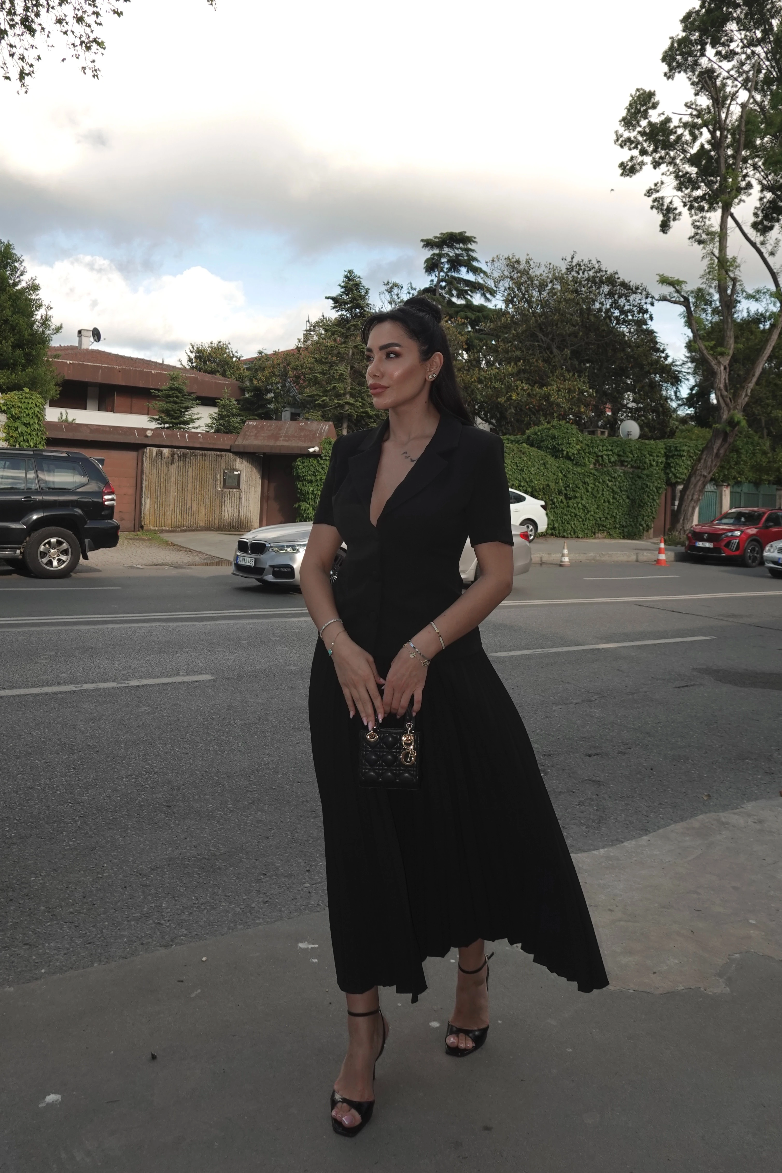 Blazer Ceket Pileli Etek