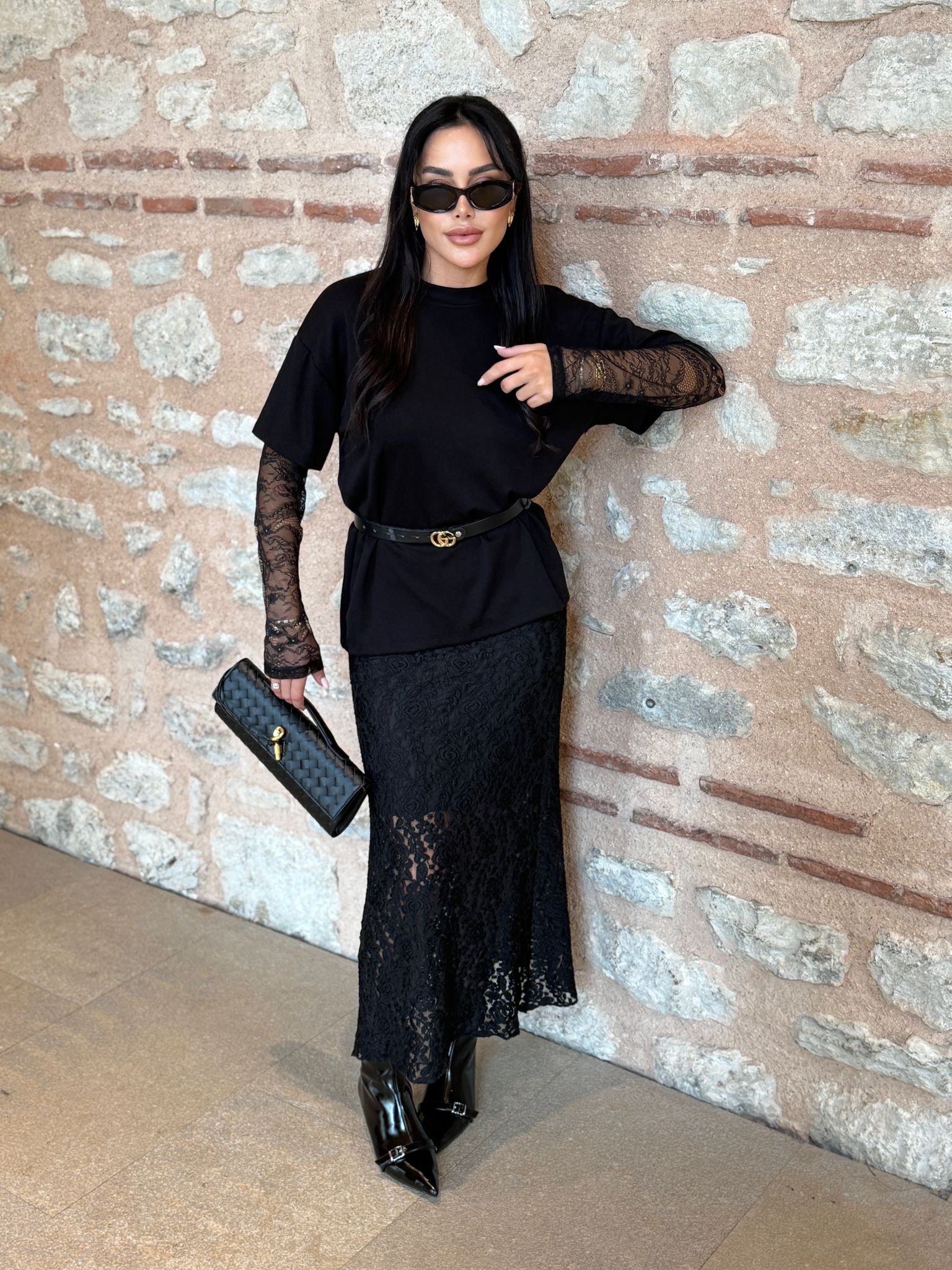 Dantel Etek Bluz Takım