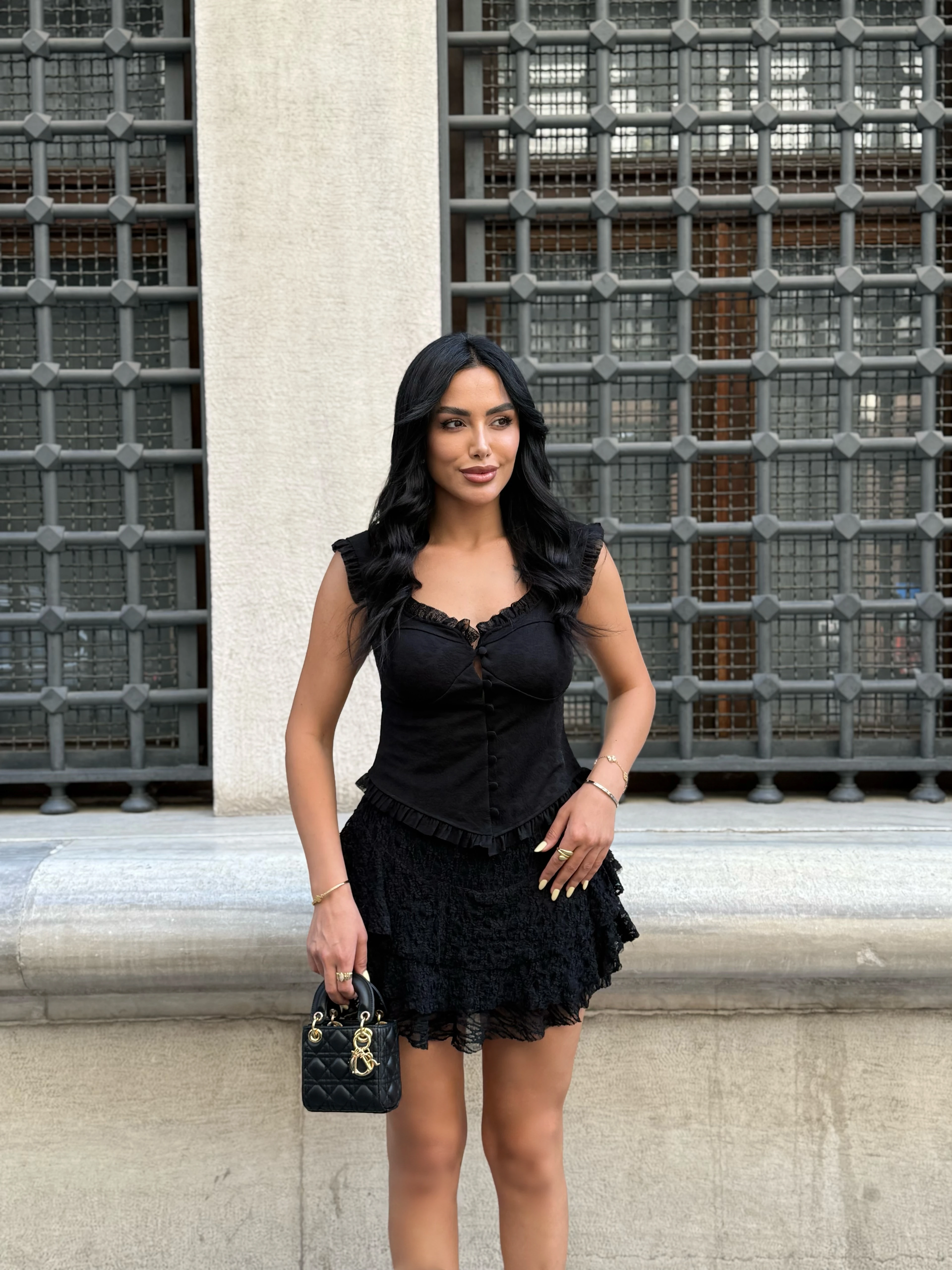 Dantel Düğme Detay Bluz