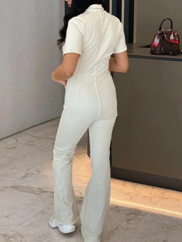 Fermuarlı Polo Yaka Tulum