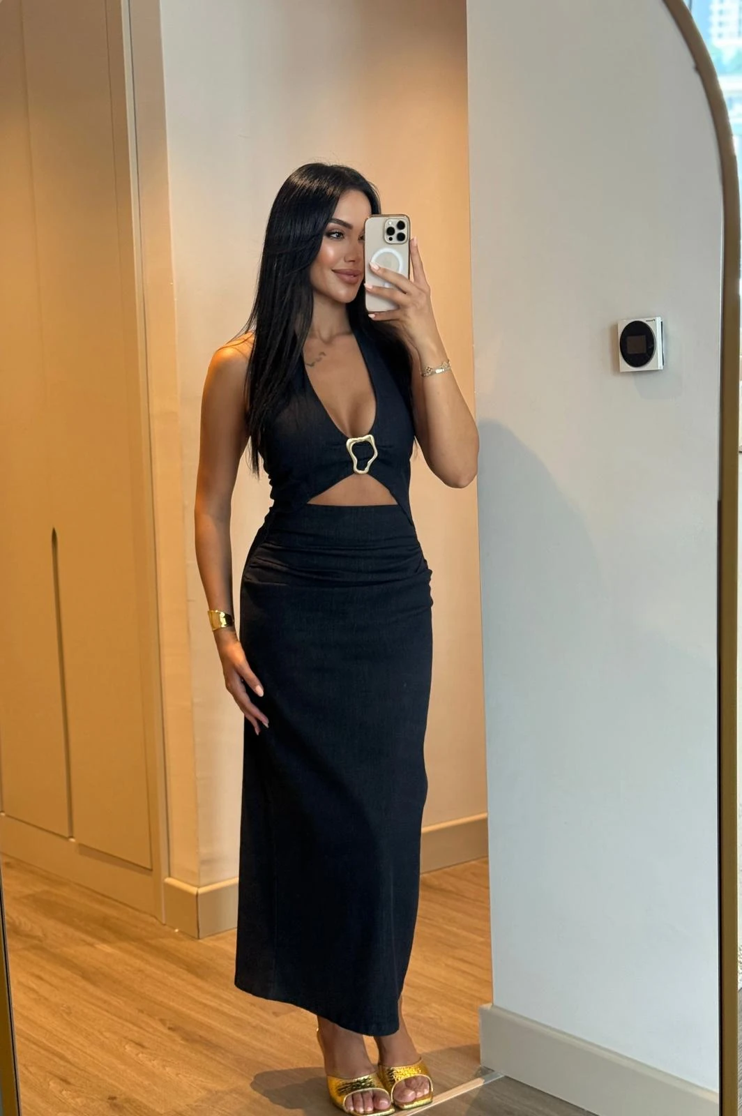 Tokalı Denim Elbise