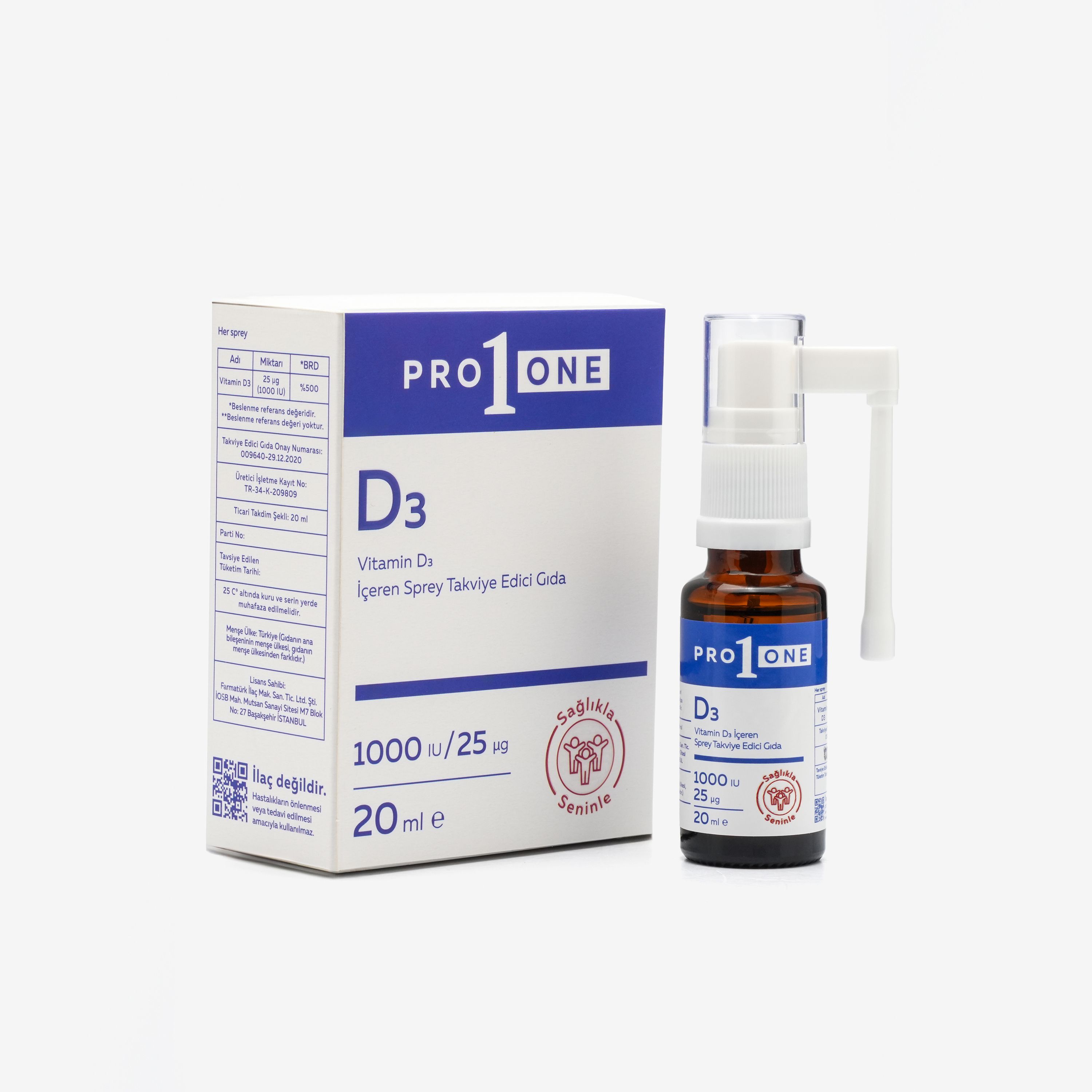 Vitamin D3 1000 IU Containing Spray Supplementary Food