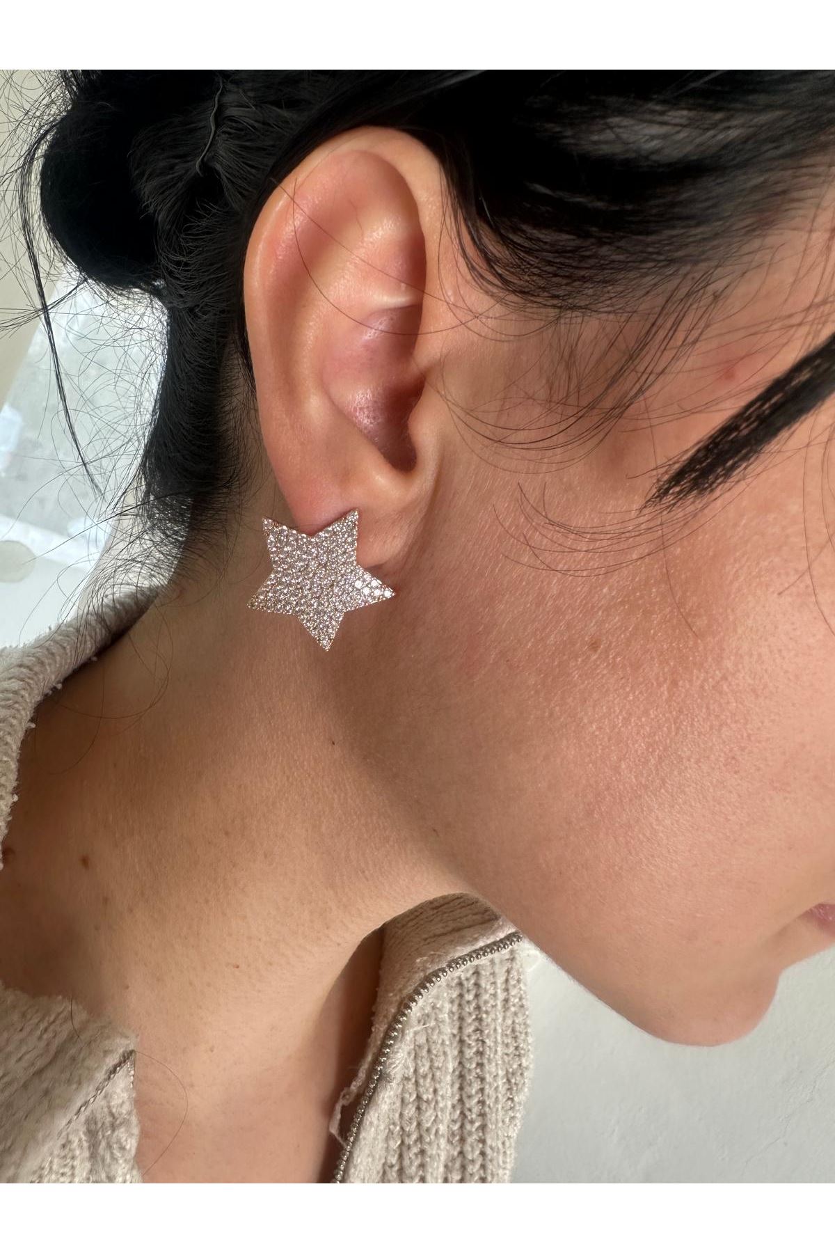 Yıldız Full Taşlı Plaka Küpe