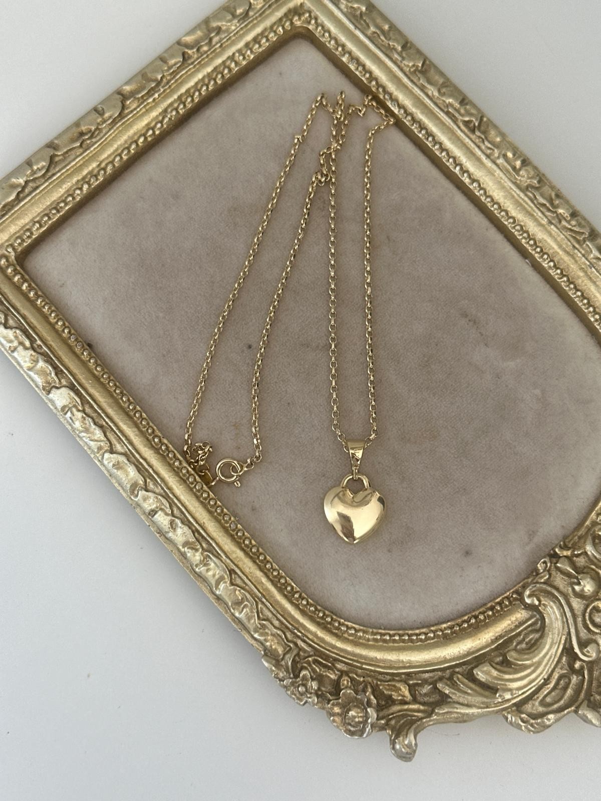 14K  Gold Renkli Geçme Kuyum Zincir Kalp Kolye