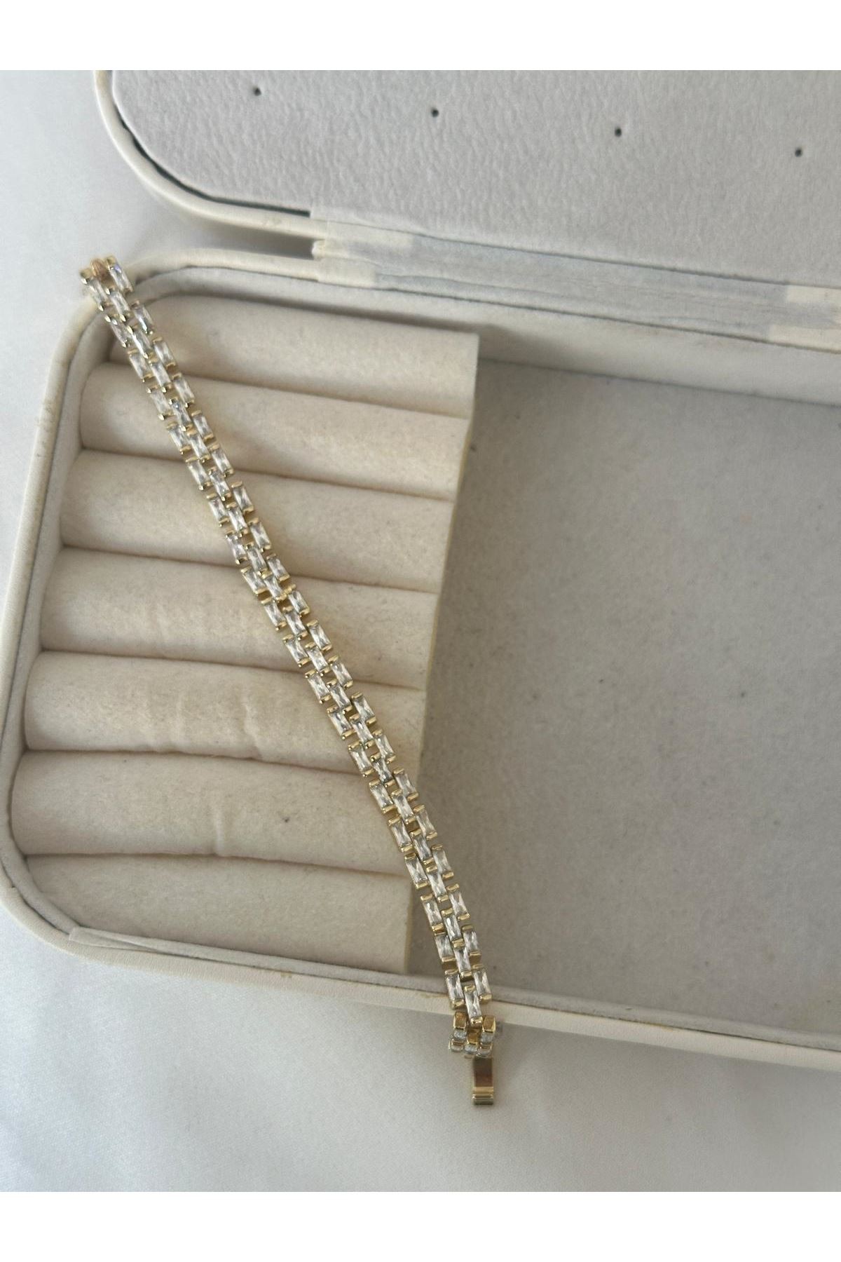 14K Gold Renkli  Baget İç İçe Geçmeli Bileklik