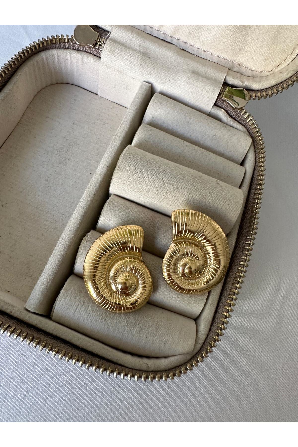 18K Rose Gold Renkli Çelik İstridye Model Küpe