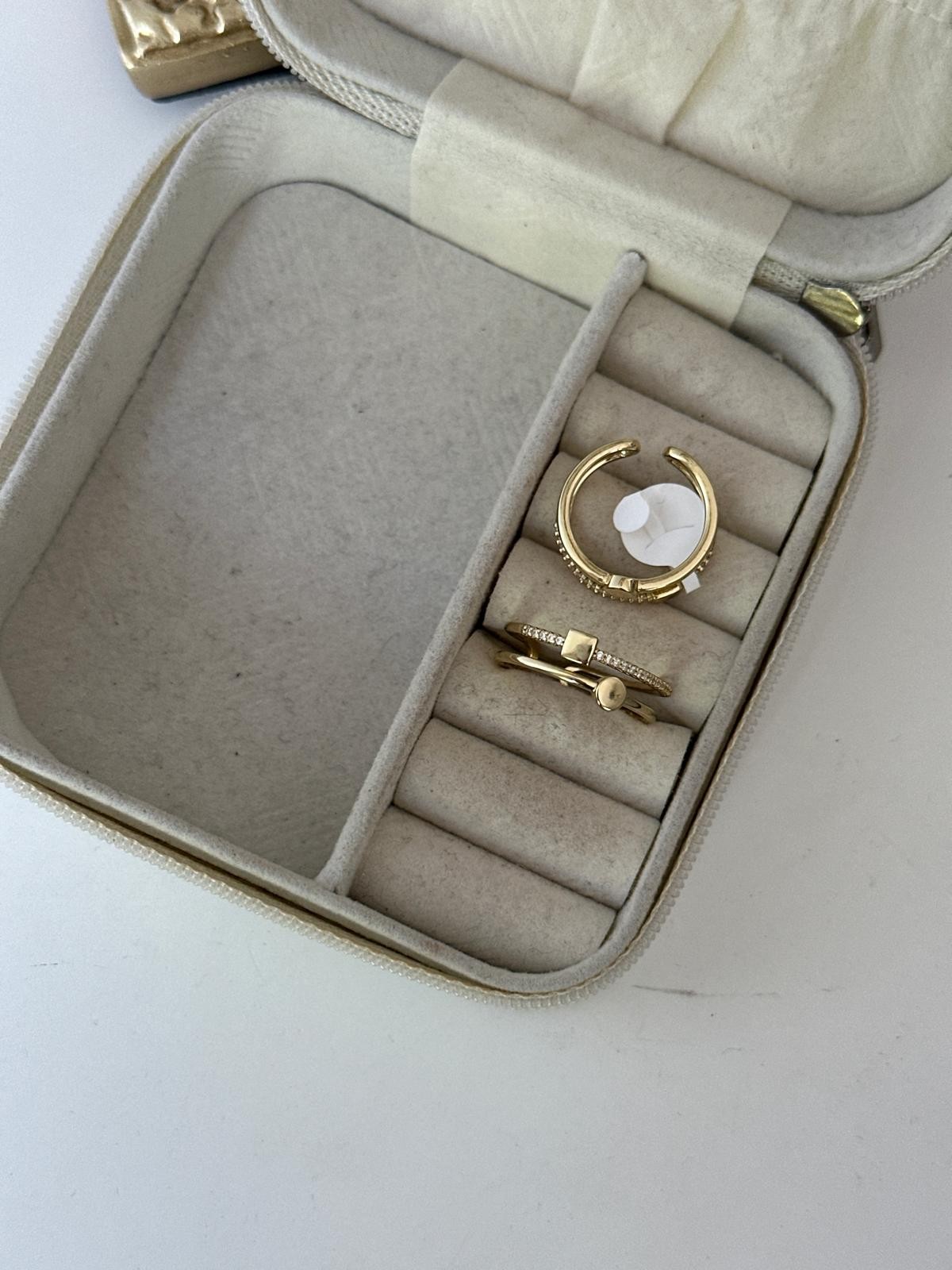 14K Gold Renkli İkili Plaka ŞERİT Taşlı Ayarlanabilir Yüzük
