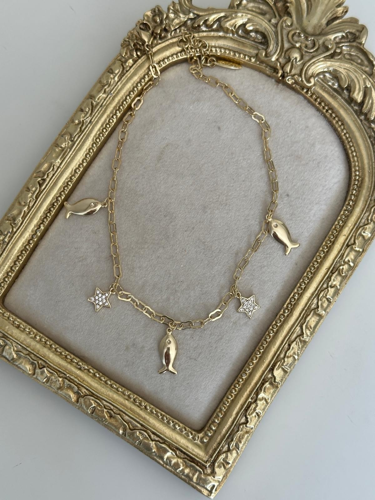 14K Gold Renkli Balık Yıldız Figürlü Halhal