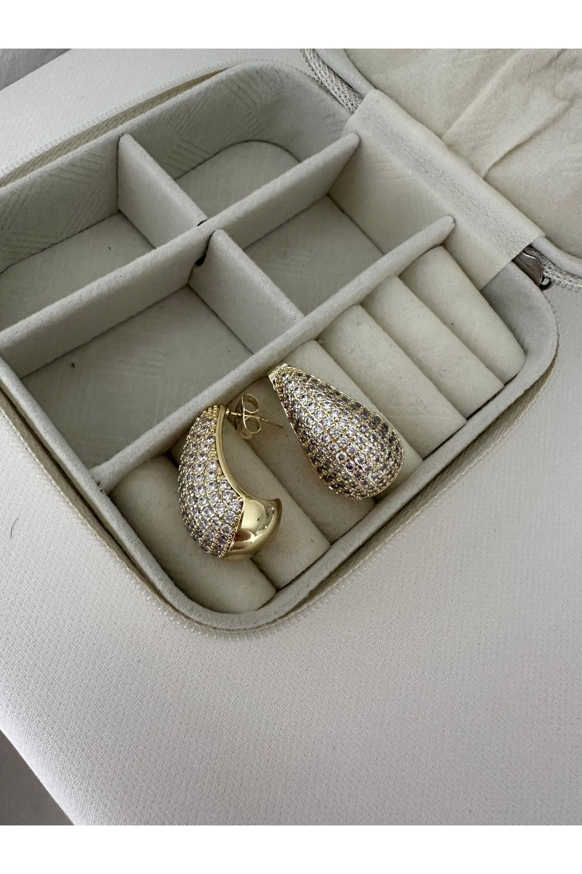 14K Gold Renkli  Haily Full Taşlı Küpe