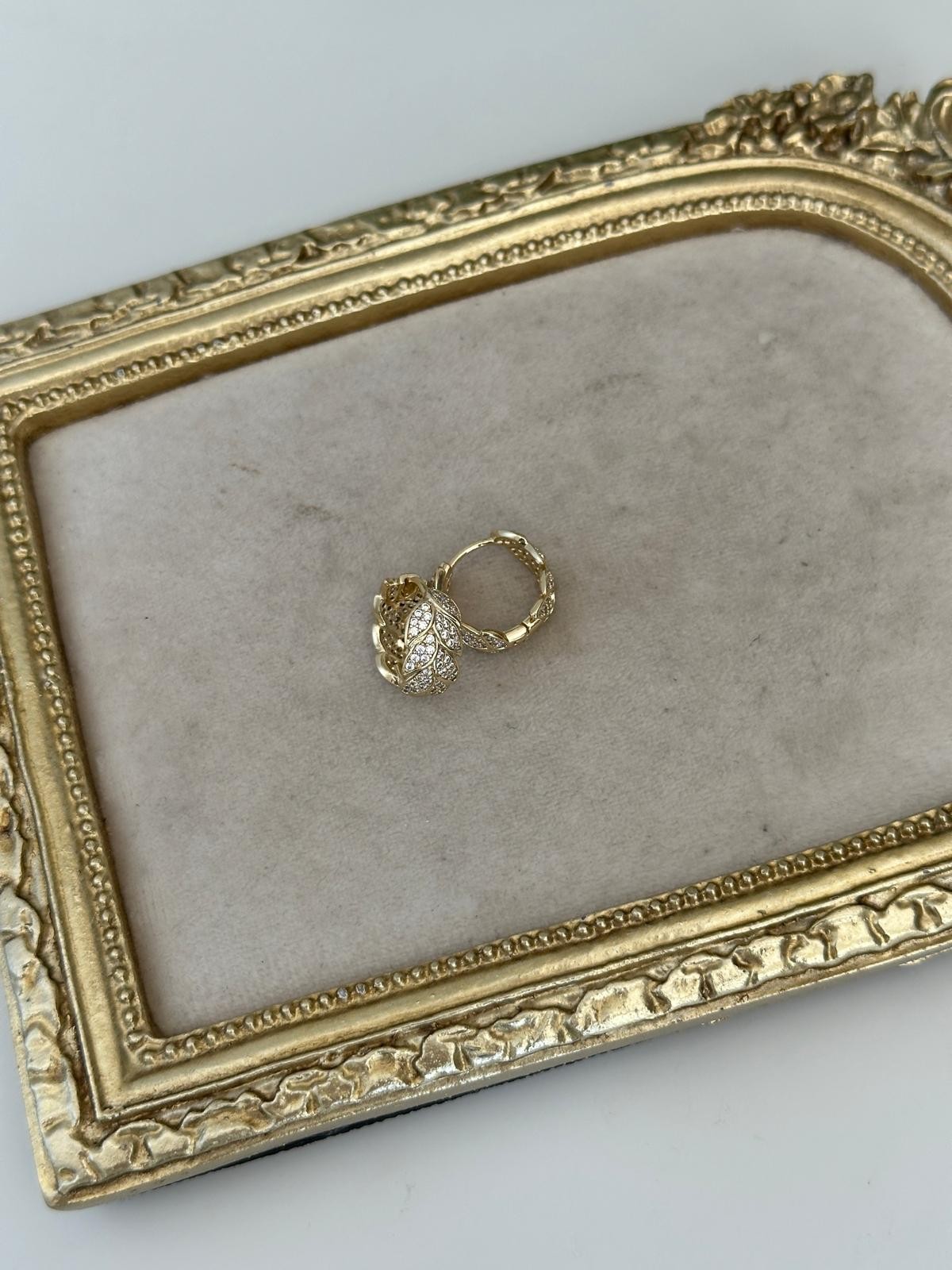 14K Gold Renkli Başak Montür Taşlı Küpe 2
