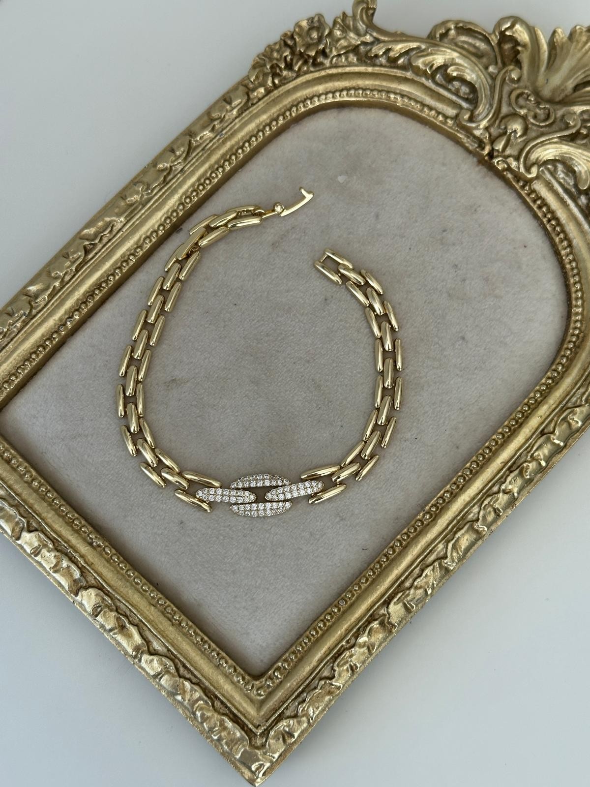 14K Gold Geçme Pırlanta Montür Taşlı Bileklik