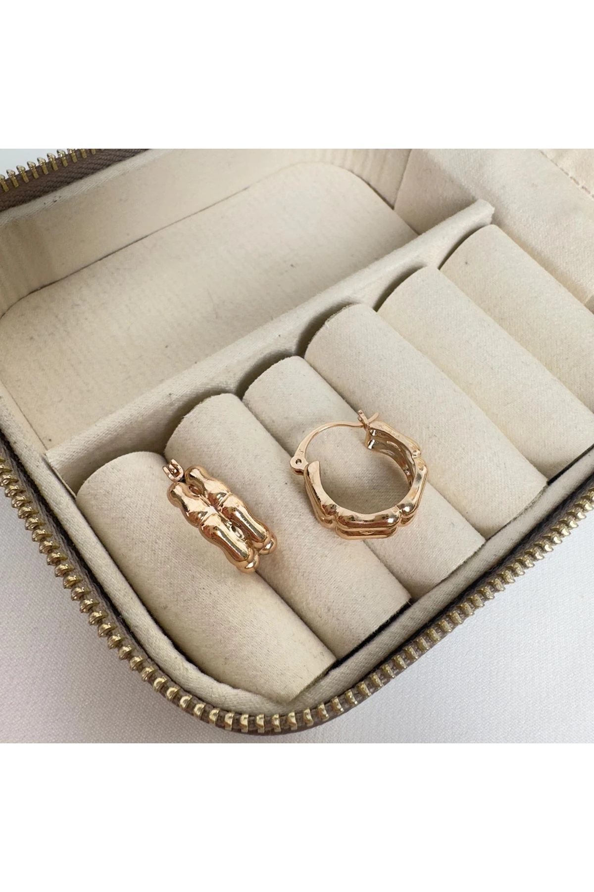 18K Rose Gold Renkli Halka İki Görünümlü Bomb Küpe