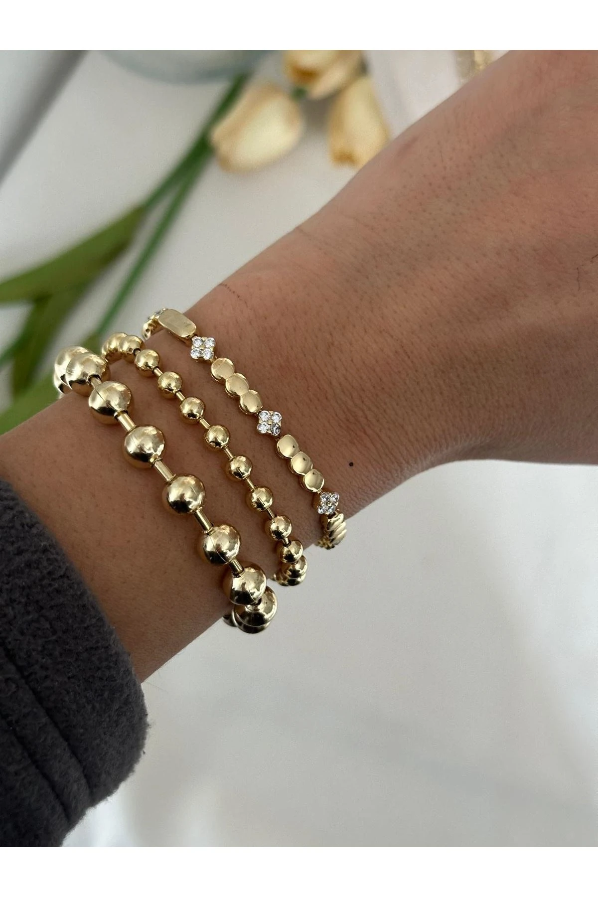 14K Gold Renkli  iRİ Dorika Bileklik