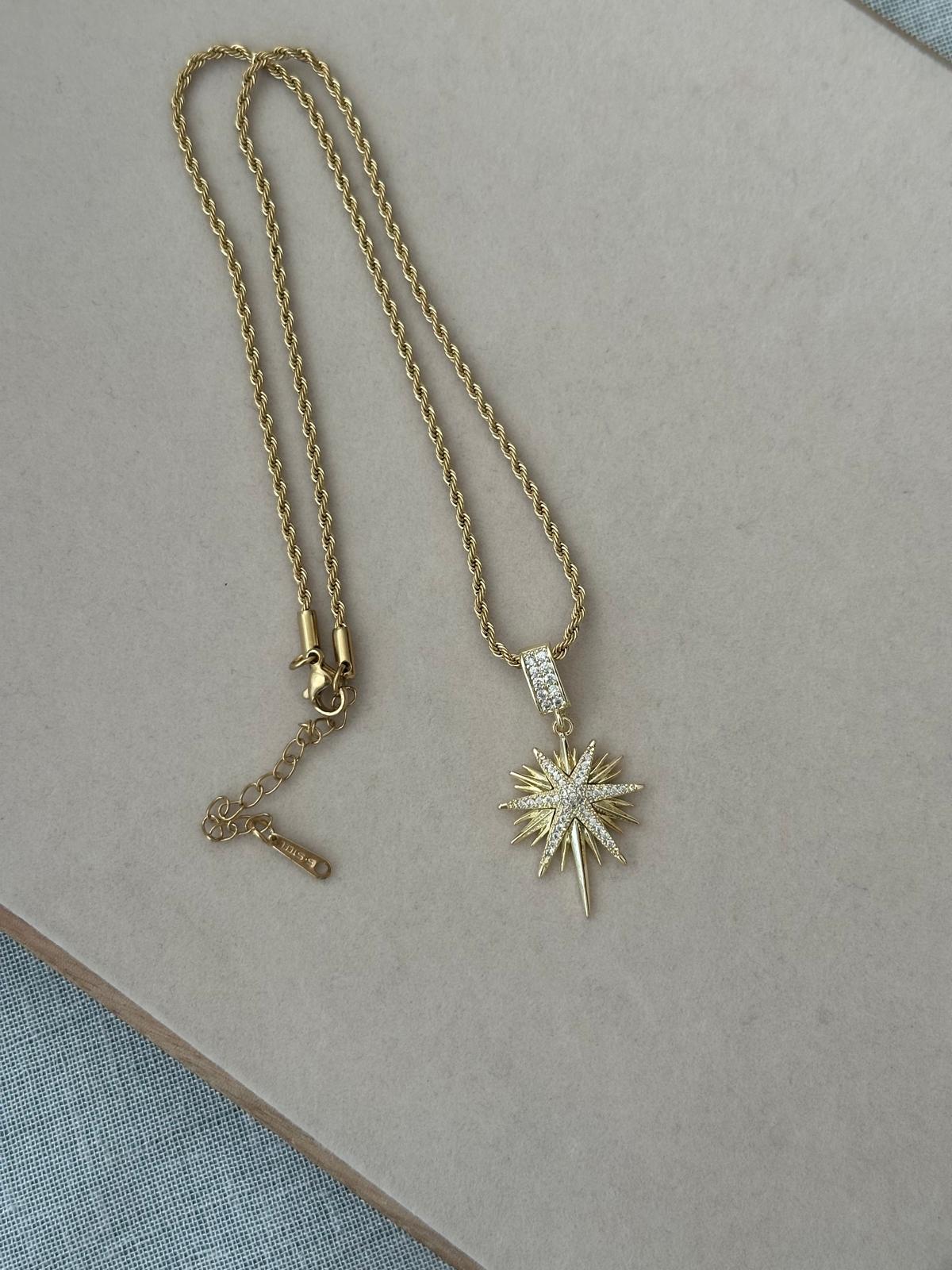 Gold Burgu Kutup Yıldızı Uçlu Kolye