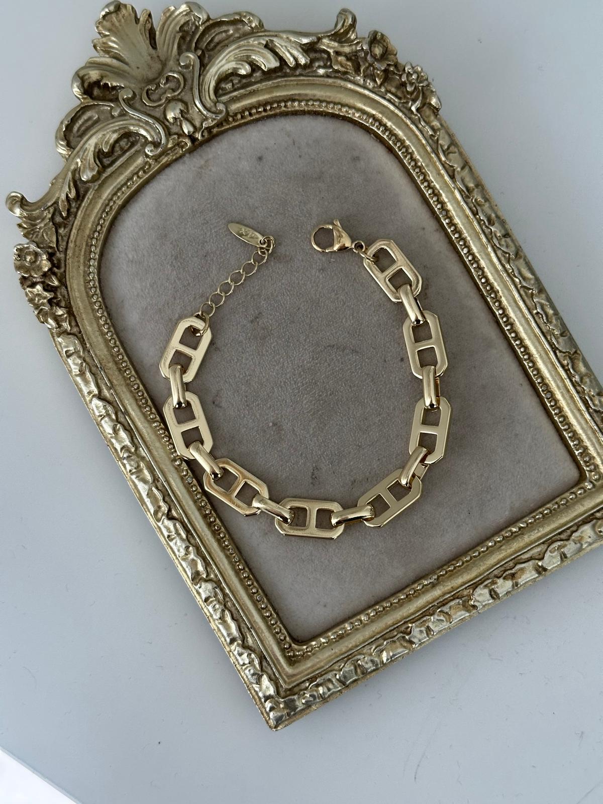 14K Gold Renkli Kalın Zincir Marka Bileklik
