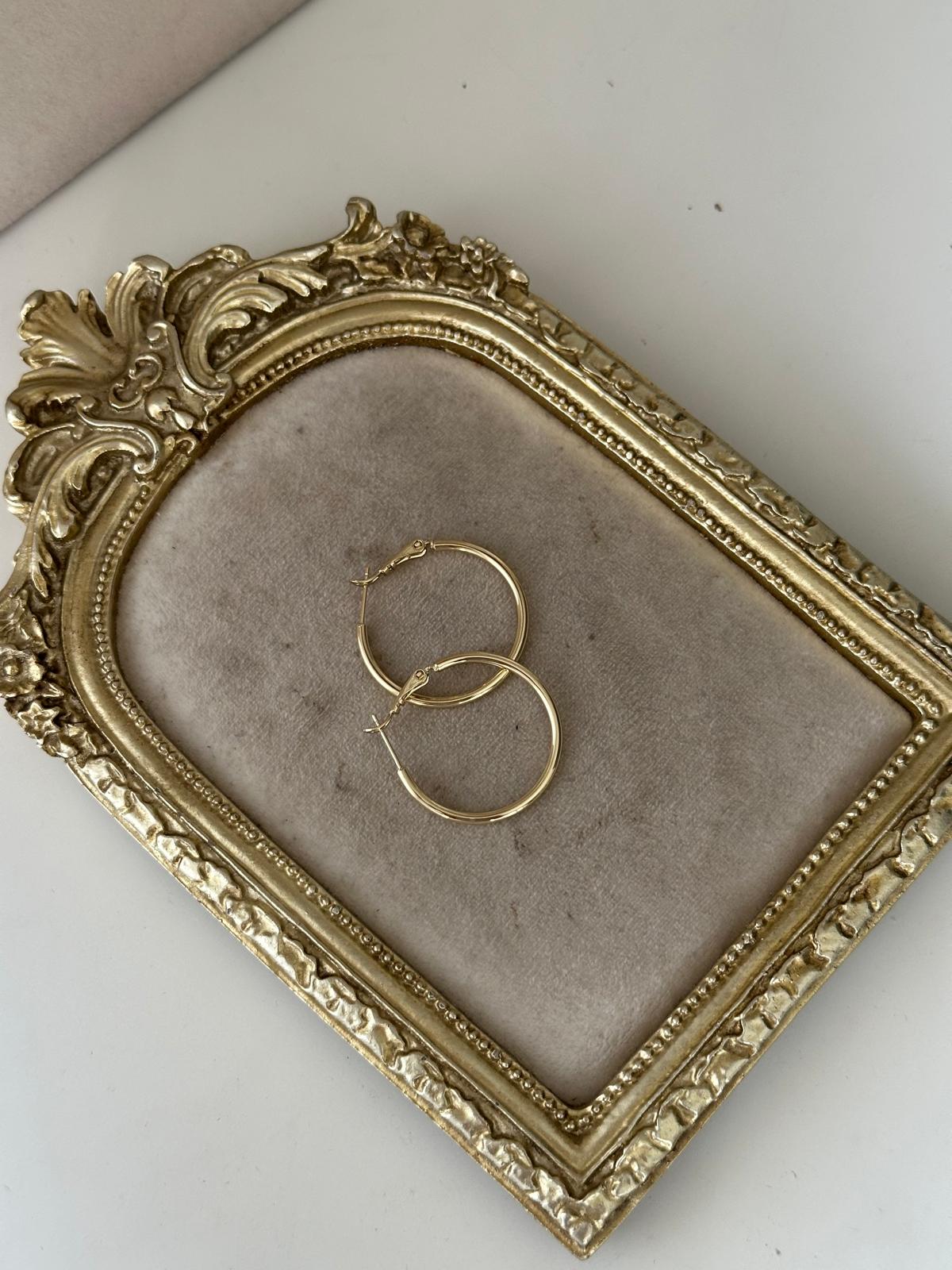 14K Gold Renkli  Basıc Halka Kuyumcu İğneli Küpe