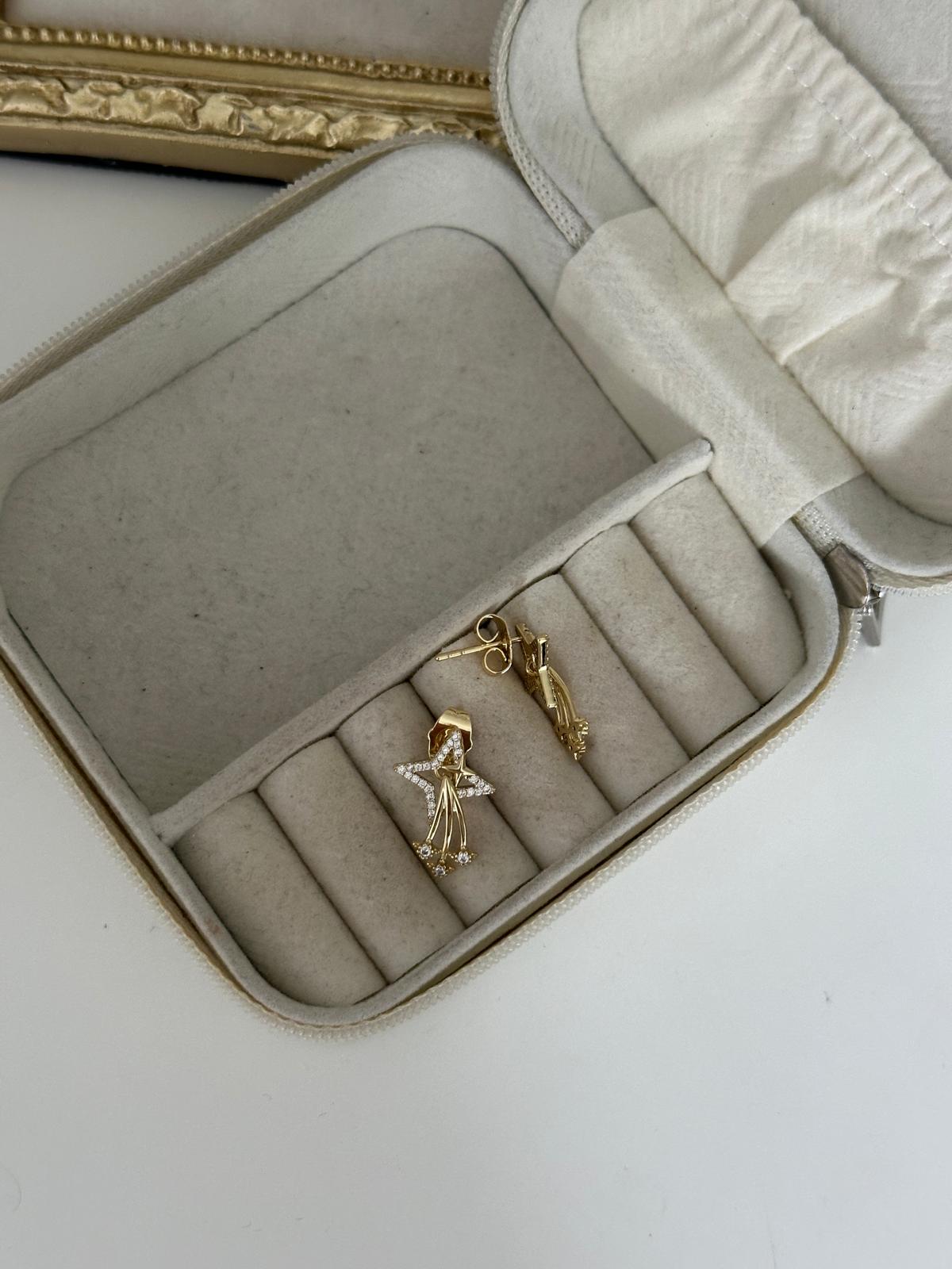 14K Gold Renkli Kutup Star Kutup Yıldızı Küpe