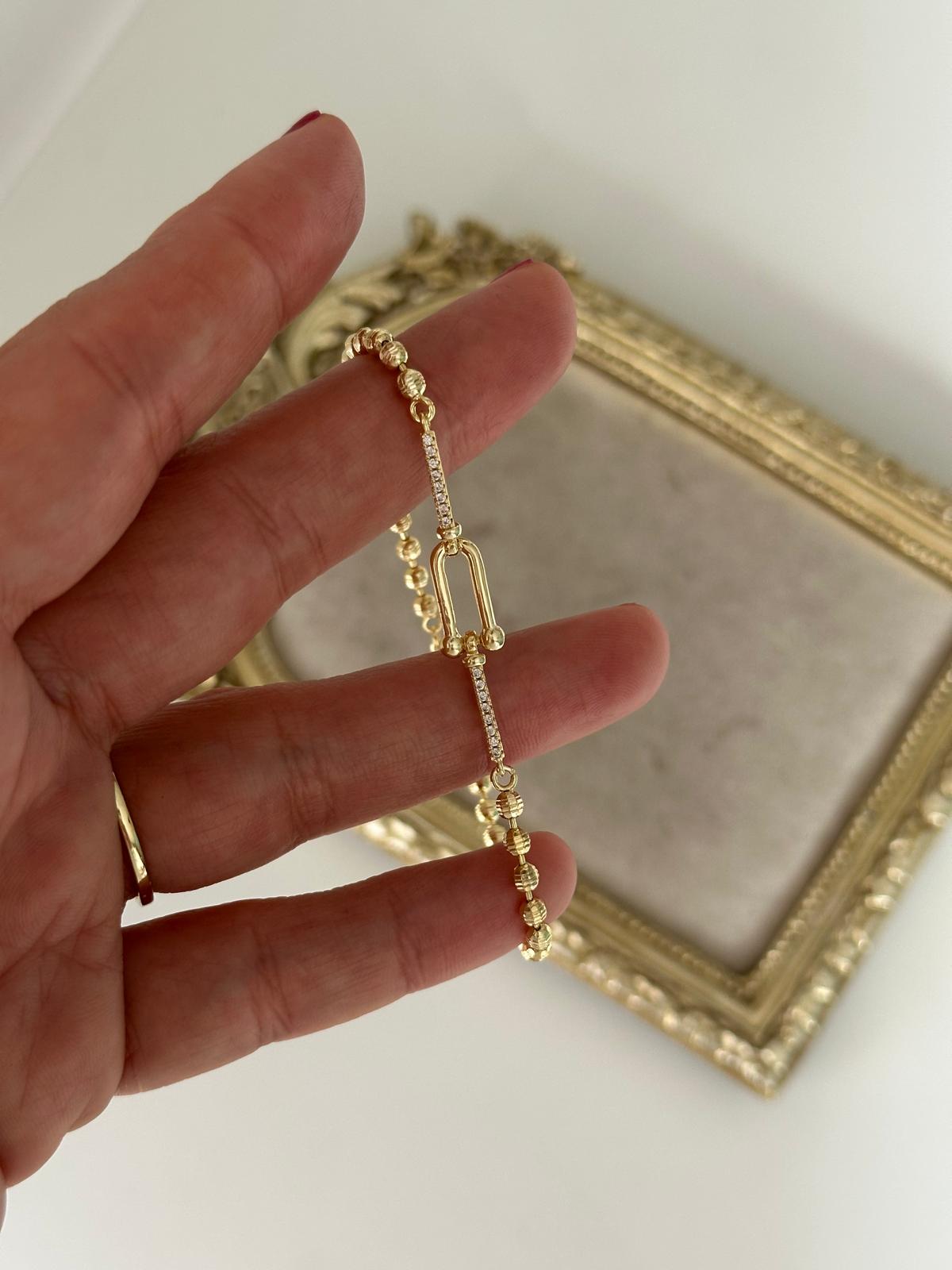 14K Gold Renkli Tfny Topçuklu Bileklik