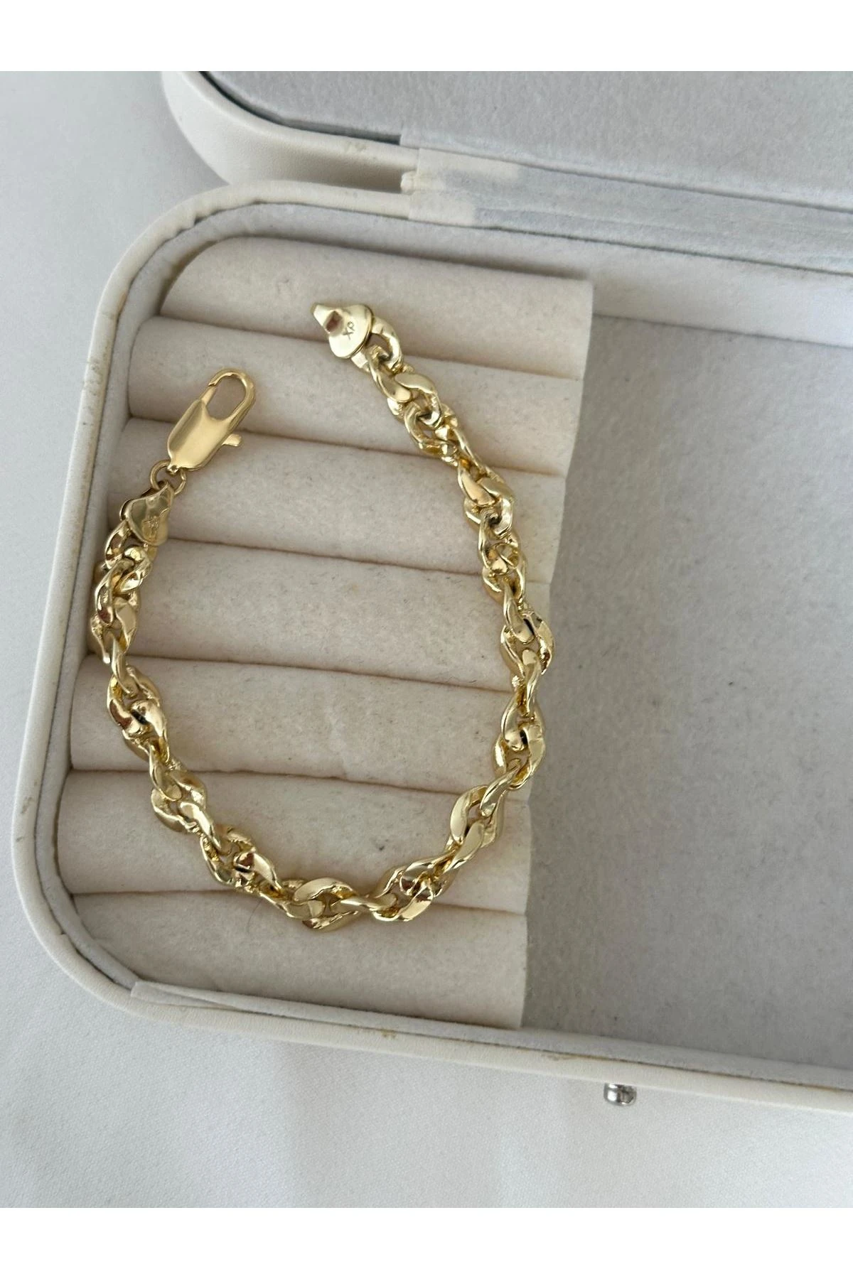 14K Gold Renkli  Kumumcu Basıc Orta Kalın Dolama Bileklik