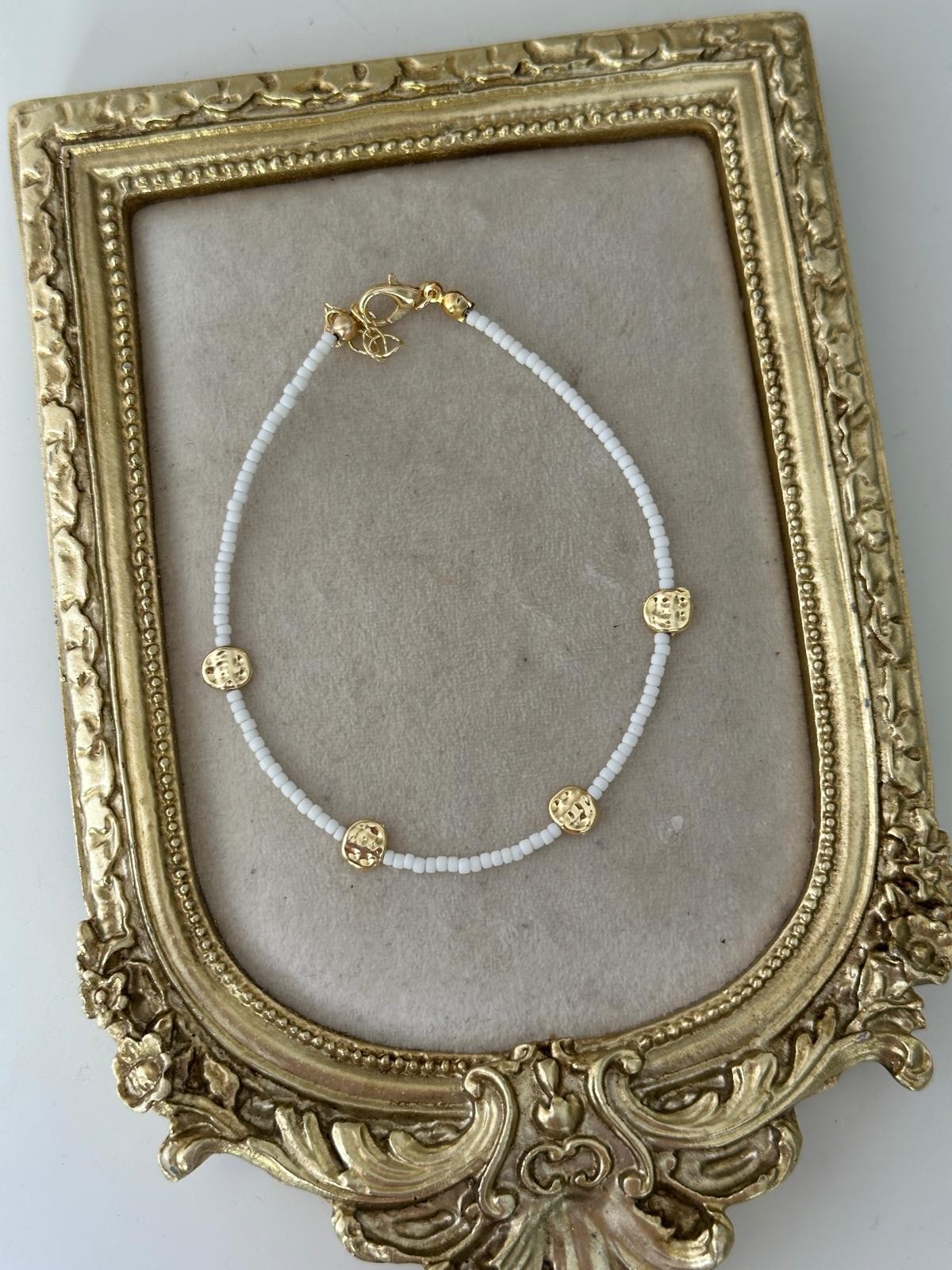 Renkli Boncuk Gold Plakalı Halhal