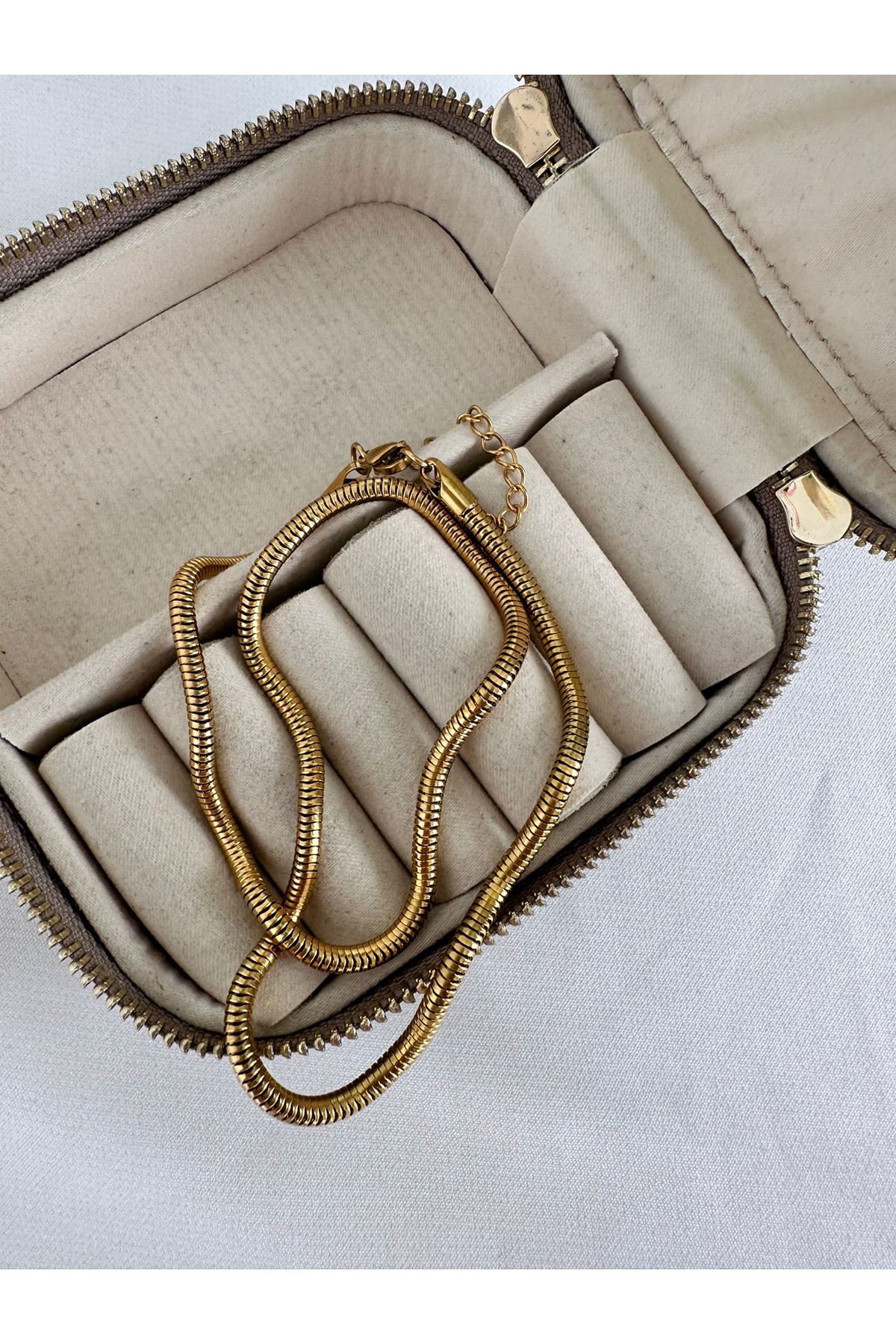 18K Rose Gold Renkli İtalyan Boru Yumuşak Kolye