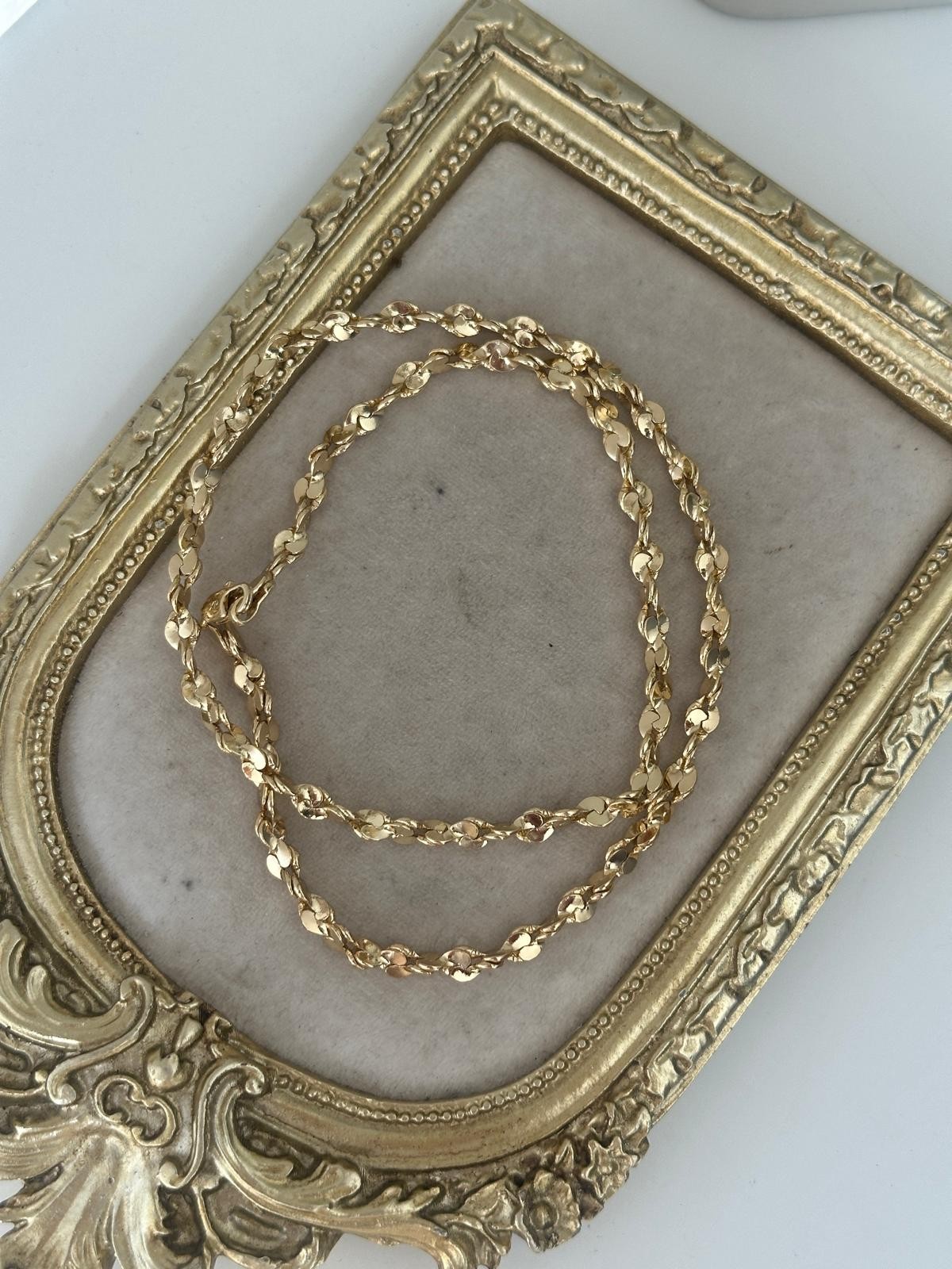 14K Gold Rnkli Orta Kalın Disk Parlak Zincir