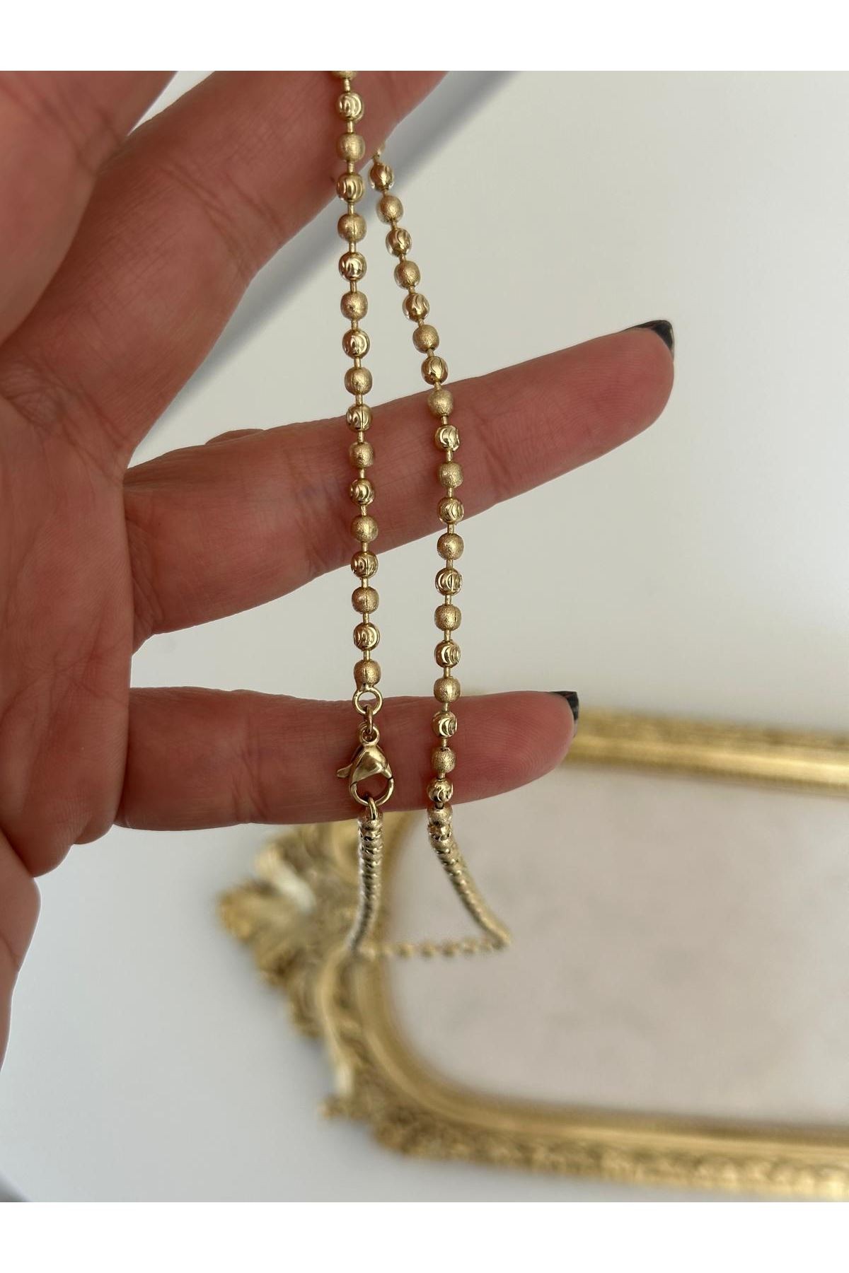 14K Gold Renkli  Dorika Varaklı Parlak Kolye