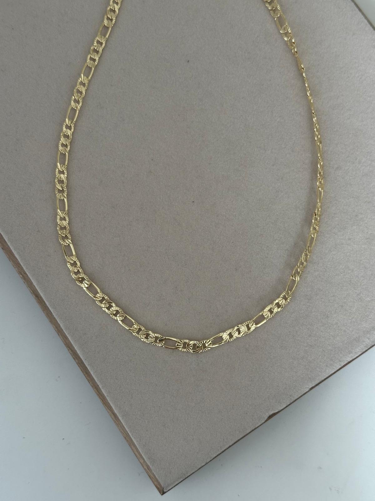 14K Gold Renkli Desenli Figora Zincir