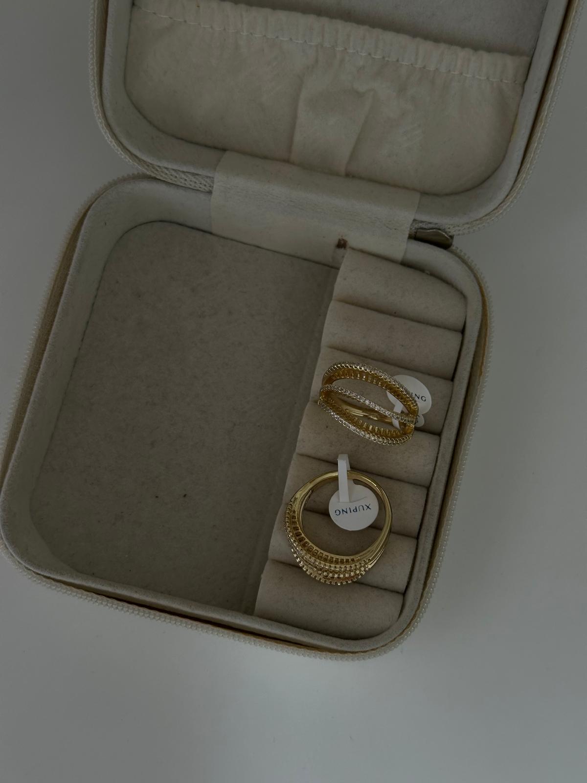 14K Gold Renkli Çoklu Verev Kesim Montür Taşlı Yüzük