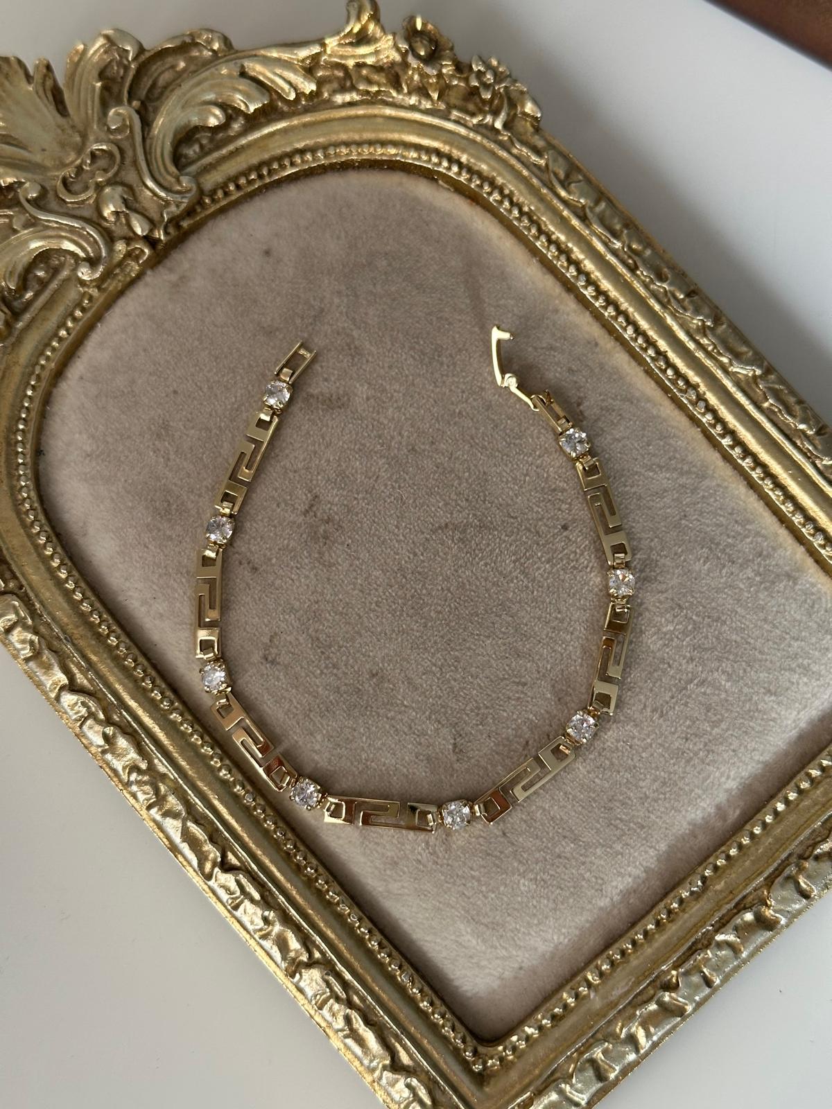 14K Gold Renkli Marka Araları Yuvarlak Taşlı Bileklik