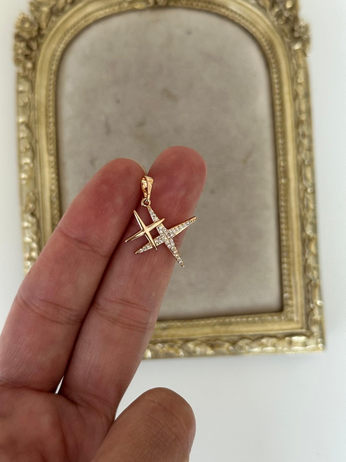 18K Rose Gold İkili Kutup Yıldızı Kolye Ucu