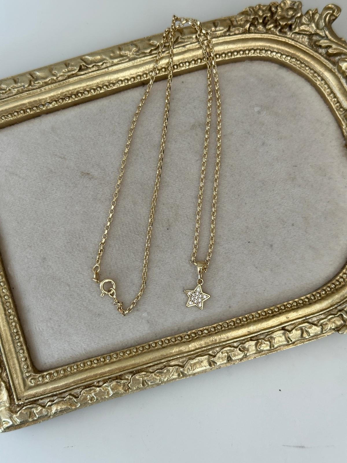 14K Gold Renkli Oval Geçmeli Yıldı Kolye UCLU Kuyum Kolye