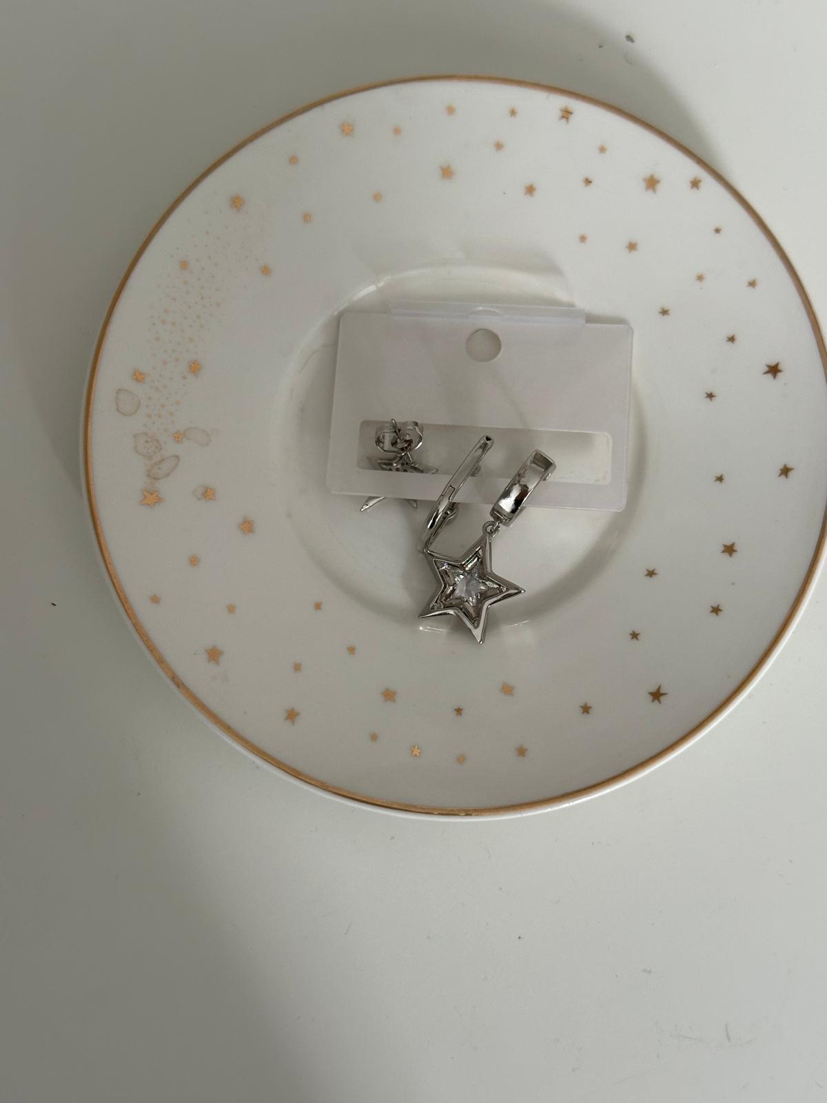 14K Gold Renkli Gümüş Üçlü Yıldız Figürlü Set Küpe