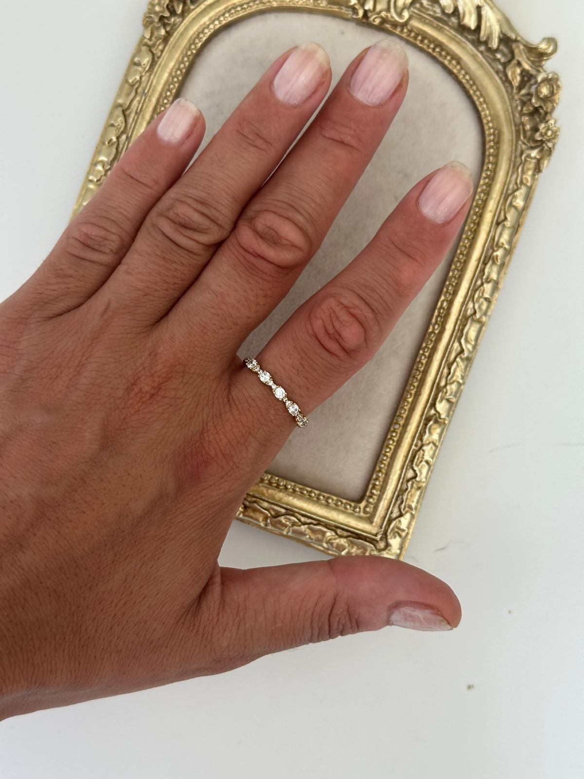 14K Gold Renkli Pırlanta Taşlı Minimal Yüzük
