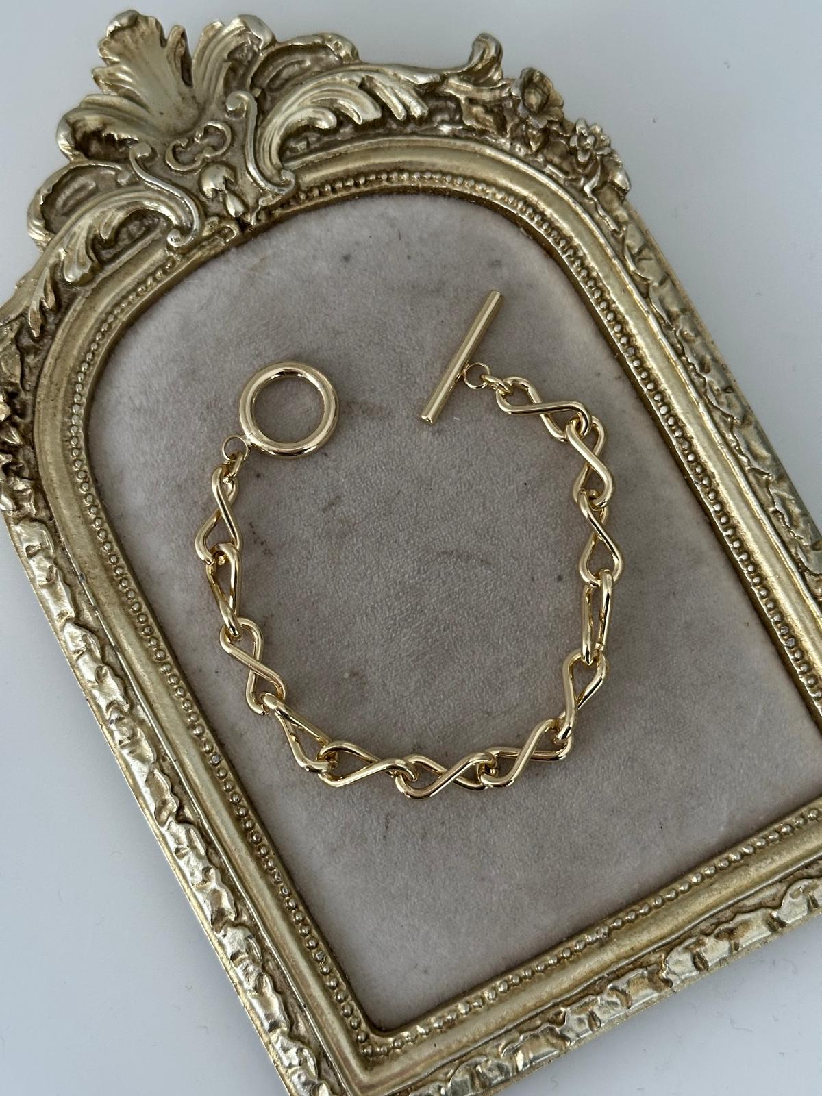14K Gold Renkli S Zincir Dümen Kilit Bileklik