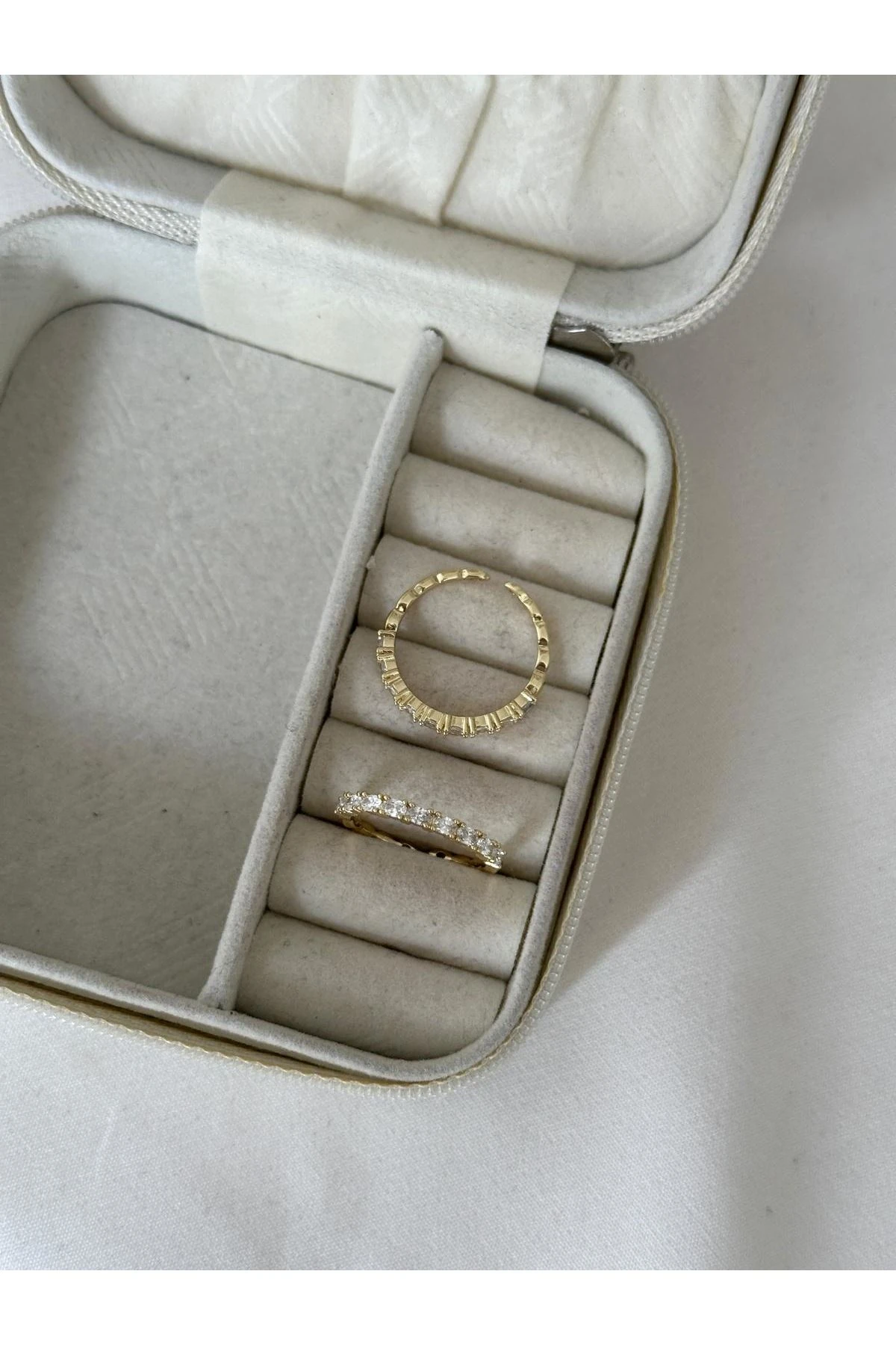 14K Gold Renkli  Önü Damla Taşlı Minimal Ayarlanabilir Yüzük 16/17 No