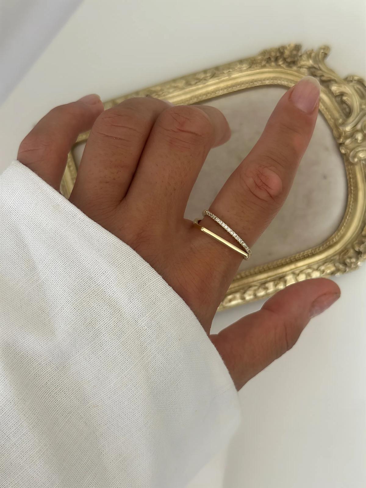 14K Gold Renkli İkili Kesim Taşlı Kuyum Yüzük