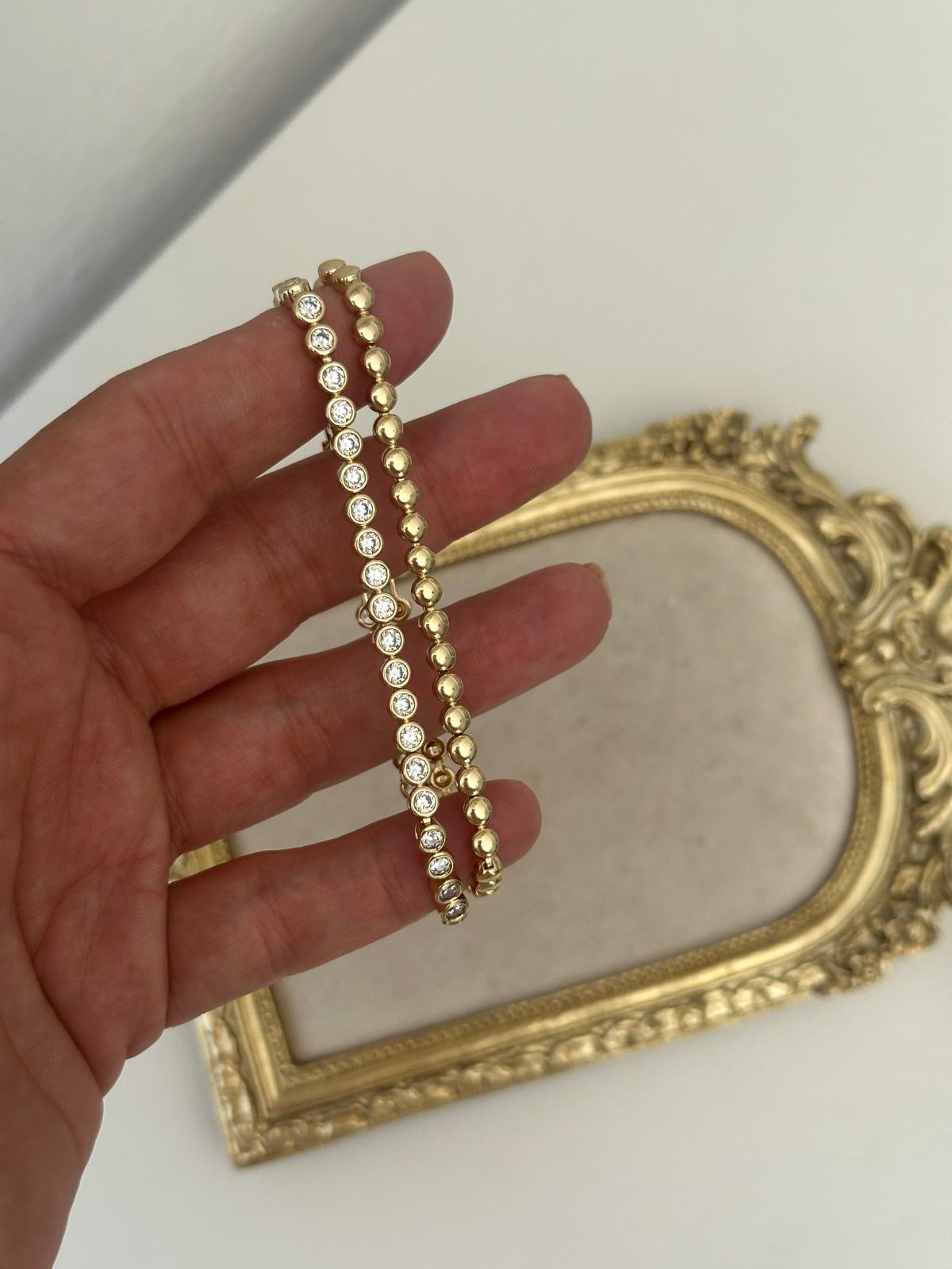 14K Gold İkili Su Yolu Bombe Topçuklu Bileklik