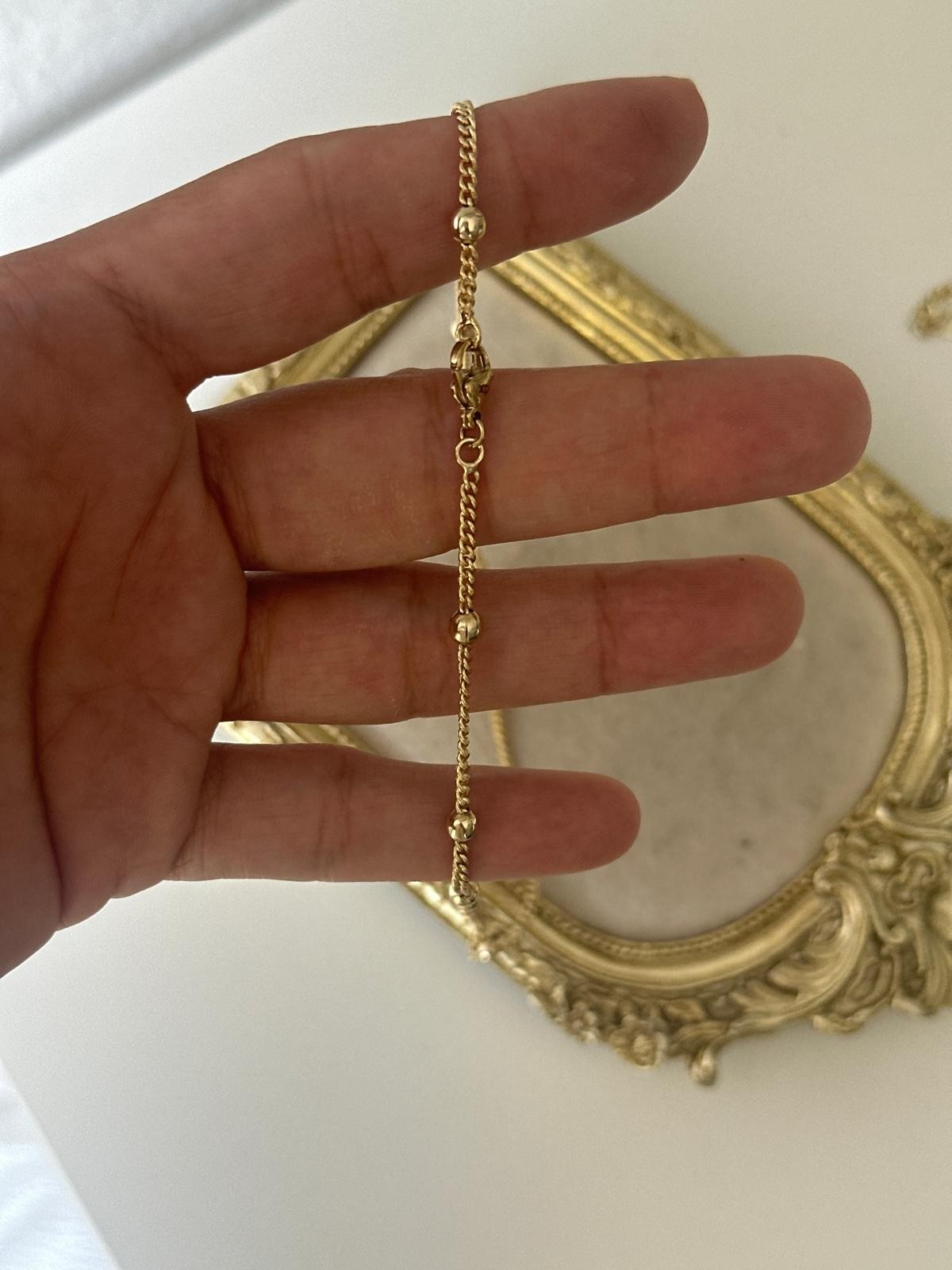 14K Gold Renkli Topçuk Basıc Zincirli Kolye