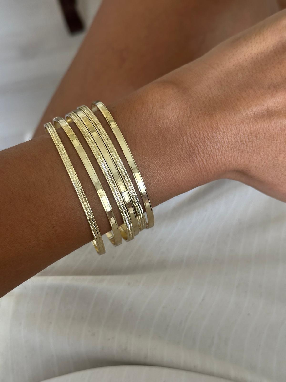 14K Gold Renkli Ajda Lazer Kesim Bilezik